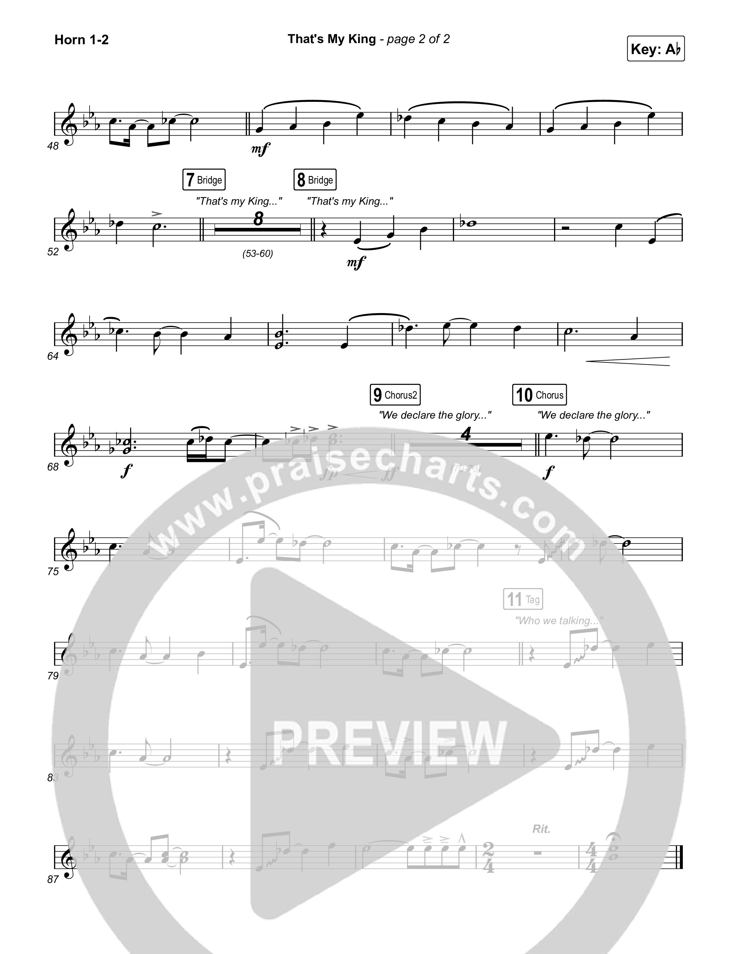 That's My King (Choral Anthem SATB) French Horn 1,2 (CeCe Winans / Arr. Luke Gambill)