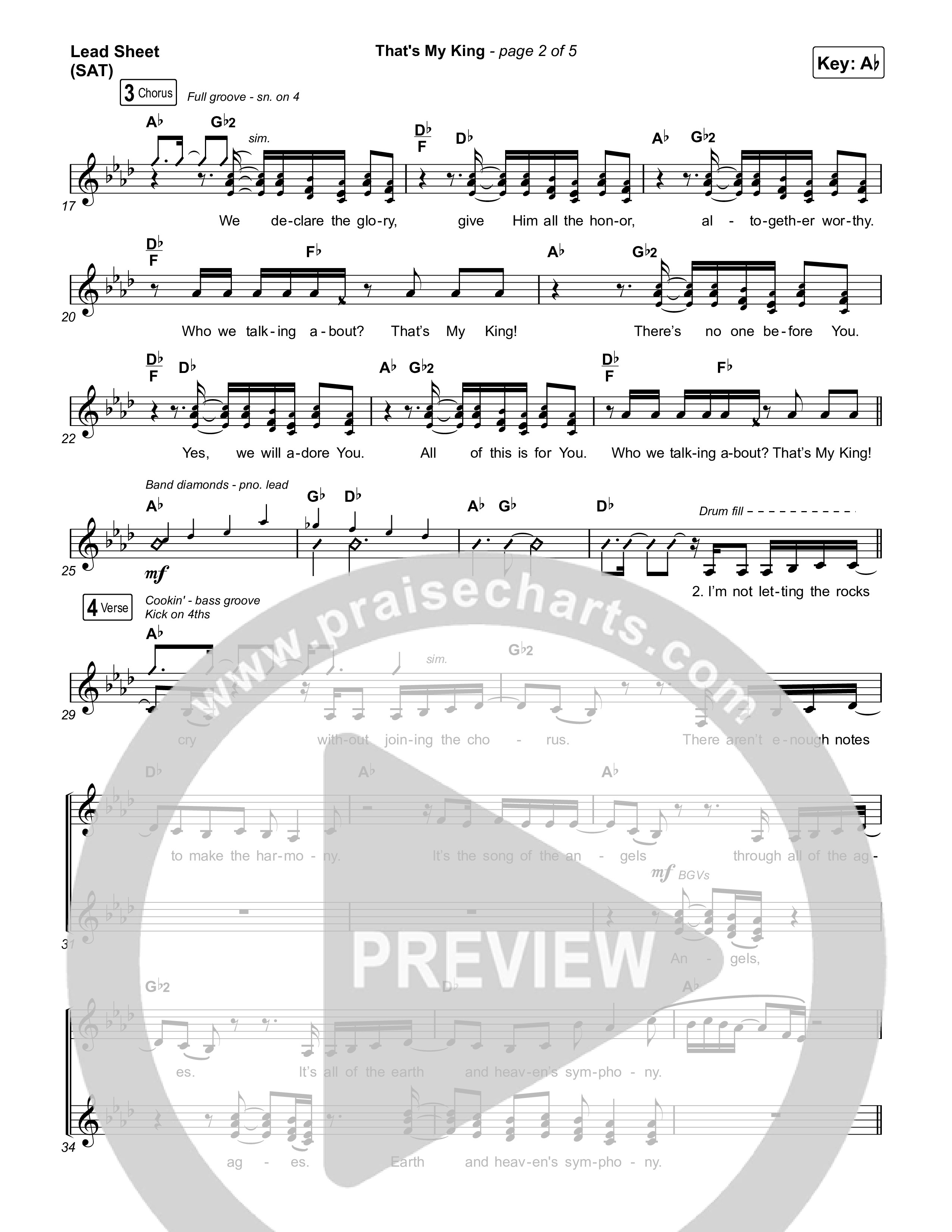 That's My King (Choral Anthem SATB) Lead Sheet (SAT) (CeCe Winans / Arr. Luke Gambill)