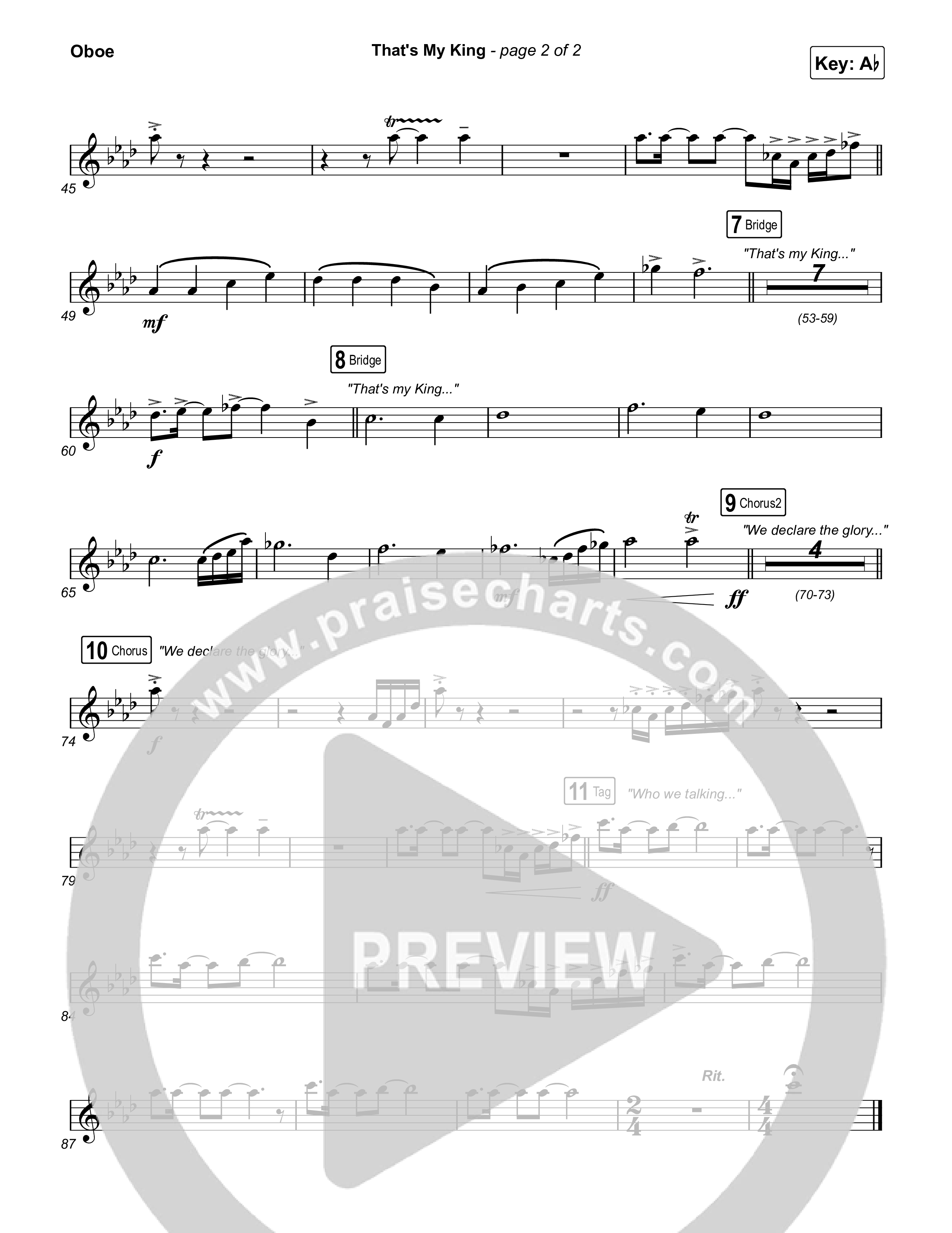 That's My King (Choral Anthem SATB) Oboe (CeCe Winans / Arr. Luke Gambill)