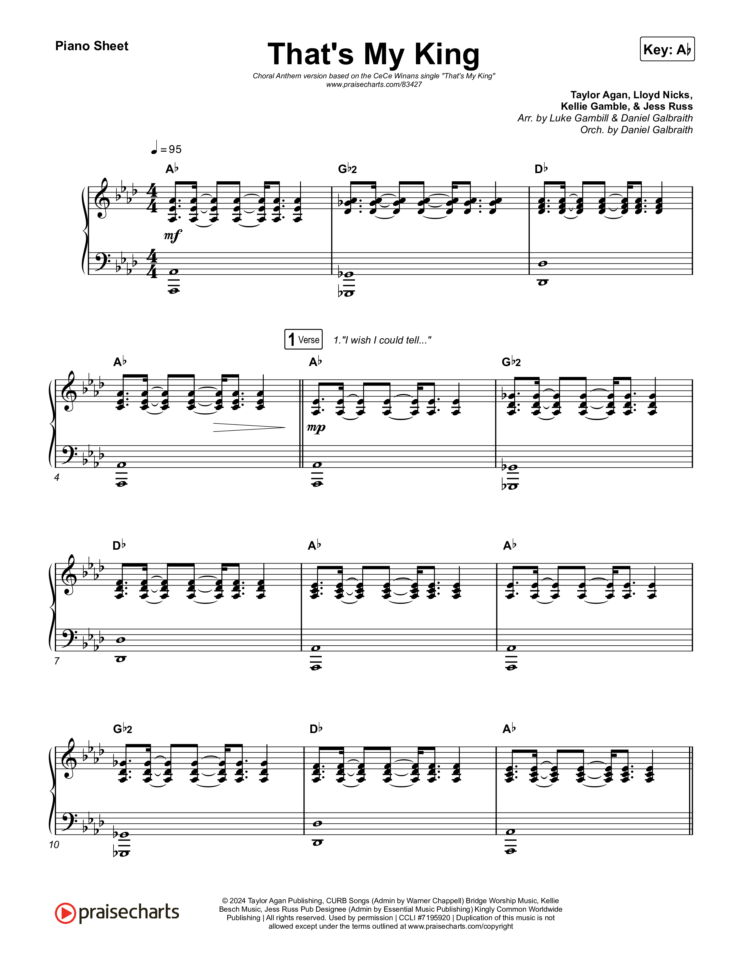 That's My King (Choral Anthem SATB) Piano Sheet (CeCe Winans / Arr. Luke Gambill)