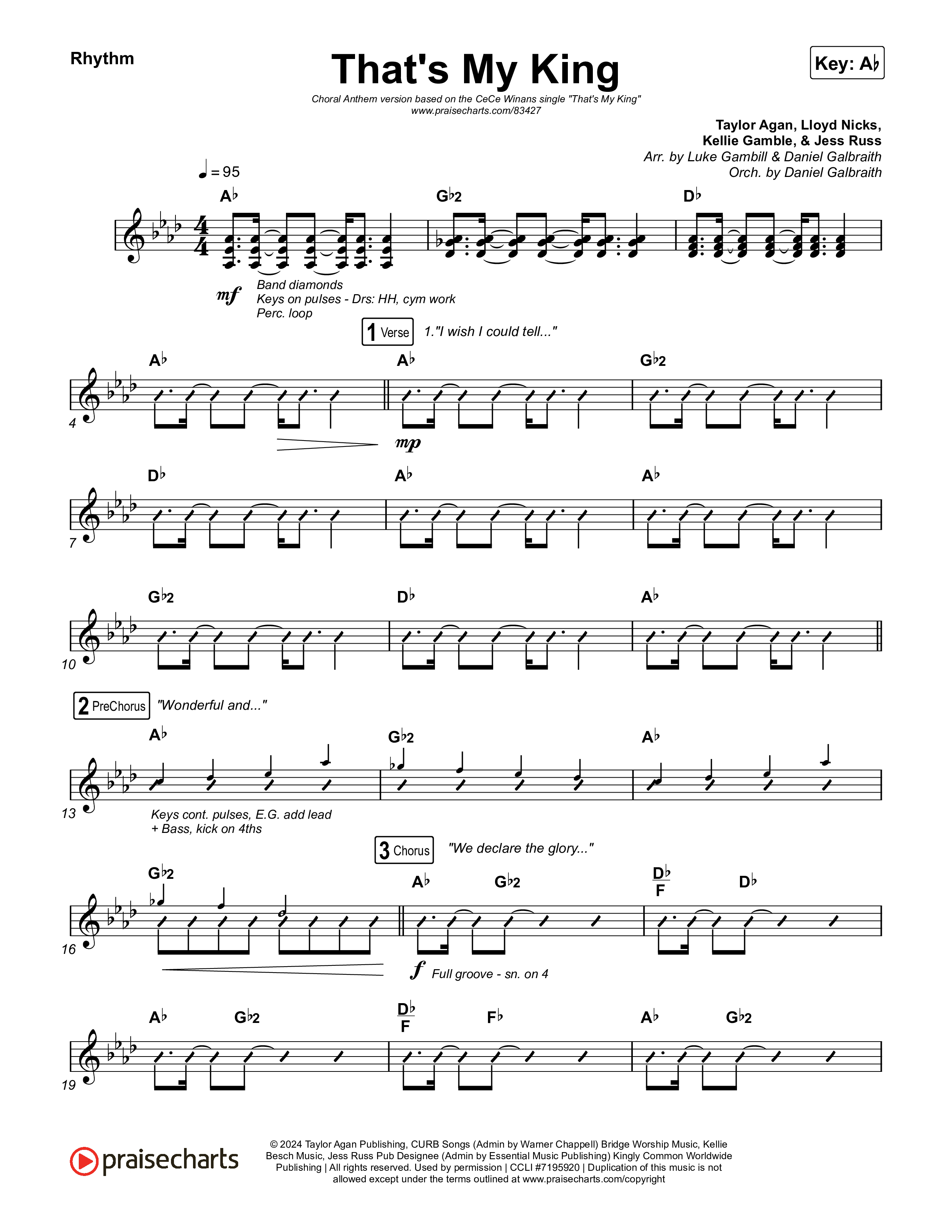That's My King (Choral Anthem SATB) Rhythm Chart (CeCe Winans / Arr. Luke Gambill)