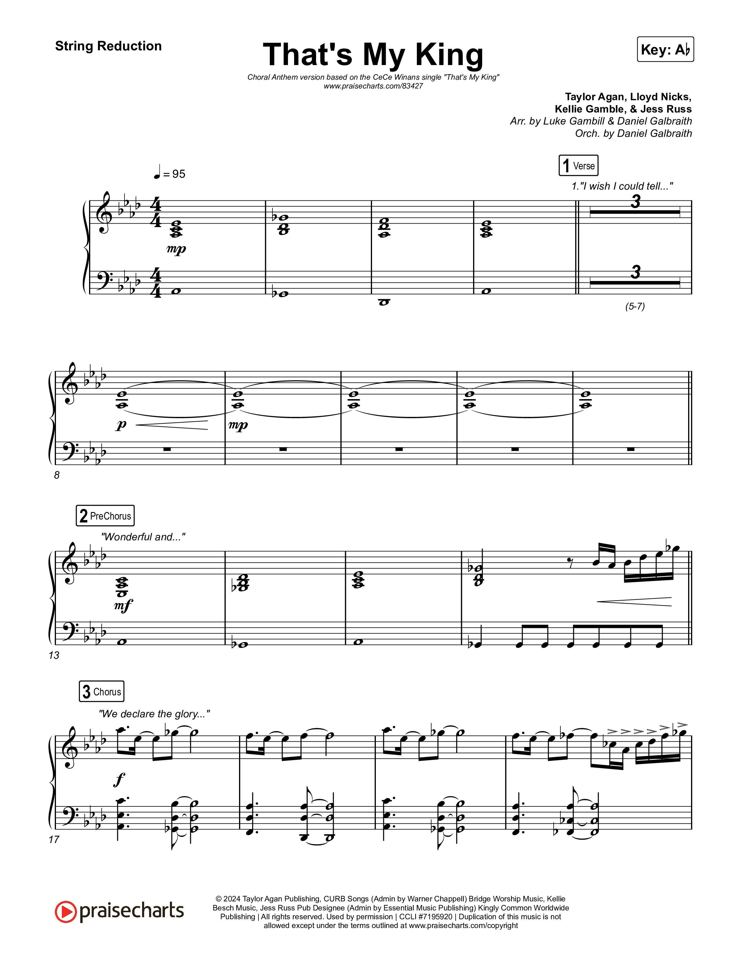That's My King (Choral Anthem SATB) String Reduction (CeCe Winans / Arr. Luke Gambill)