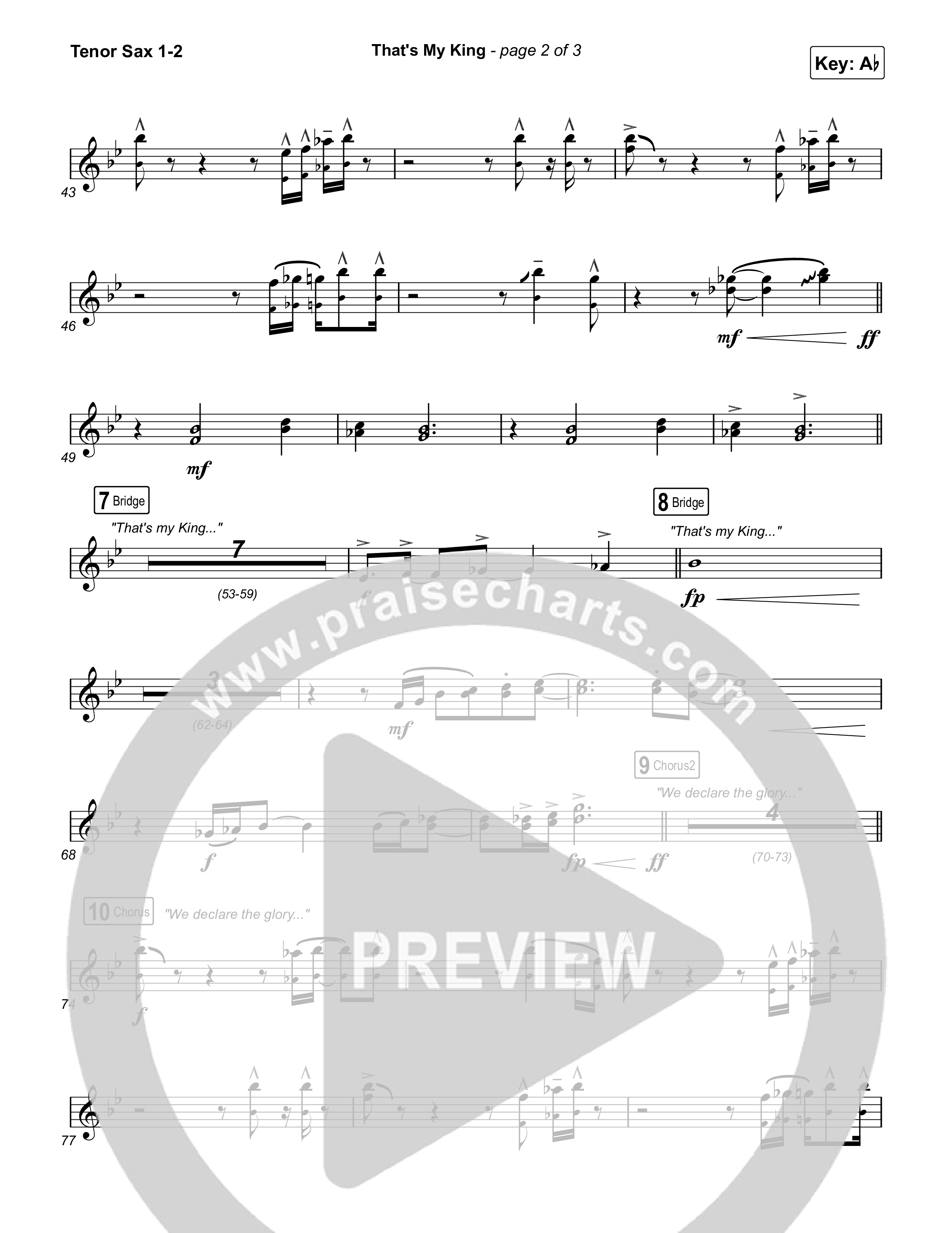That's My King (Choral Anthem SATB) Tenor Sax 1,2 (CeCe Winans / Arr. Luke Gambill)