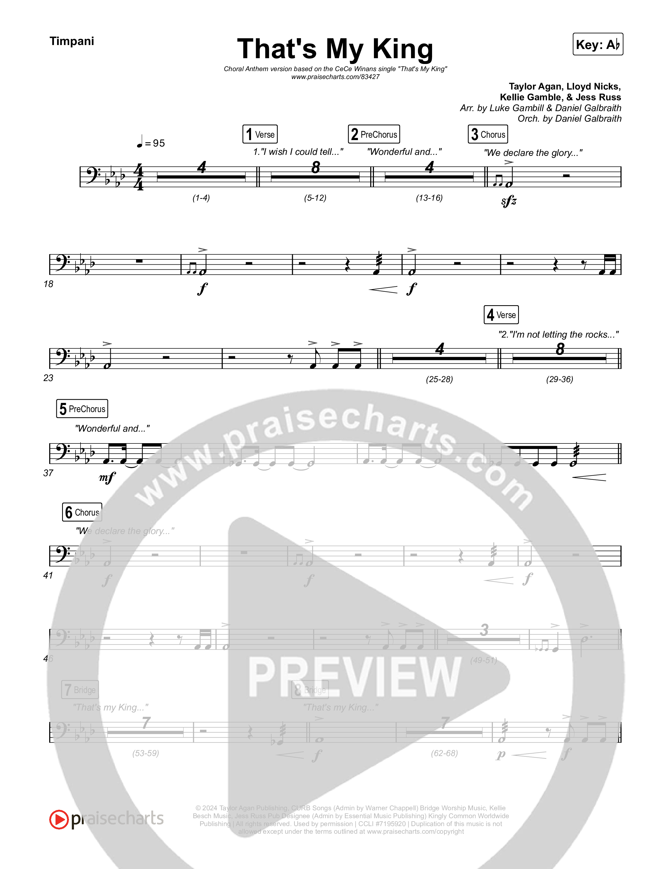 That's My King (Choral Anthem SATB) Timpani (CeCe Winans / Arr. Luke Gambill)