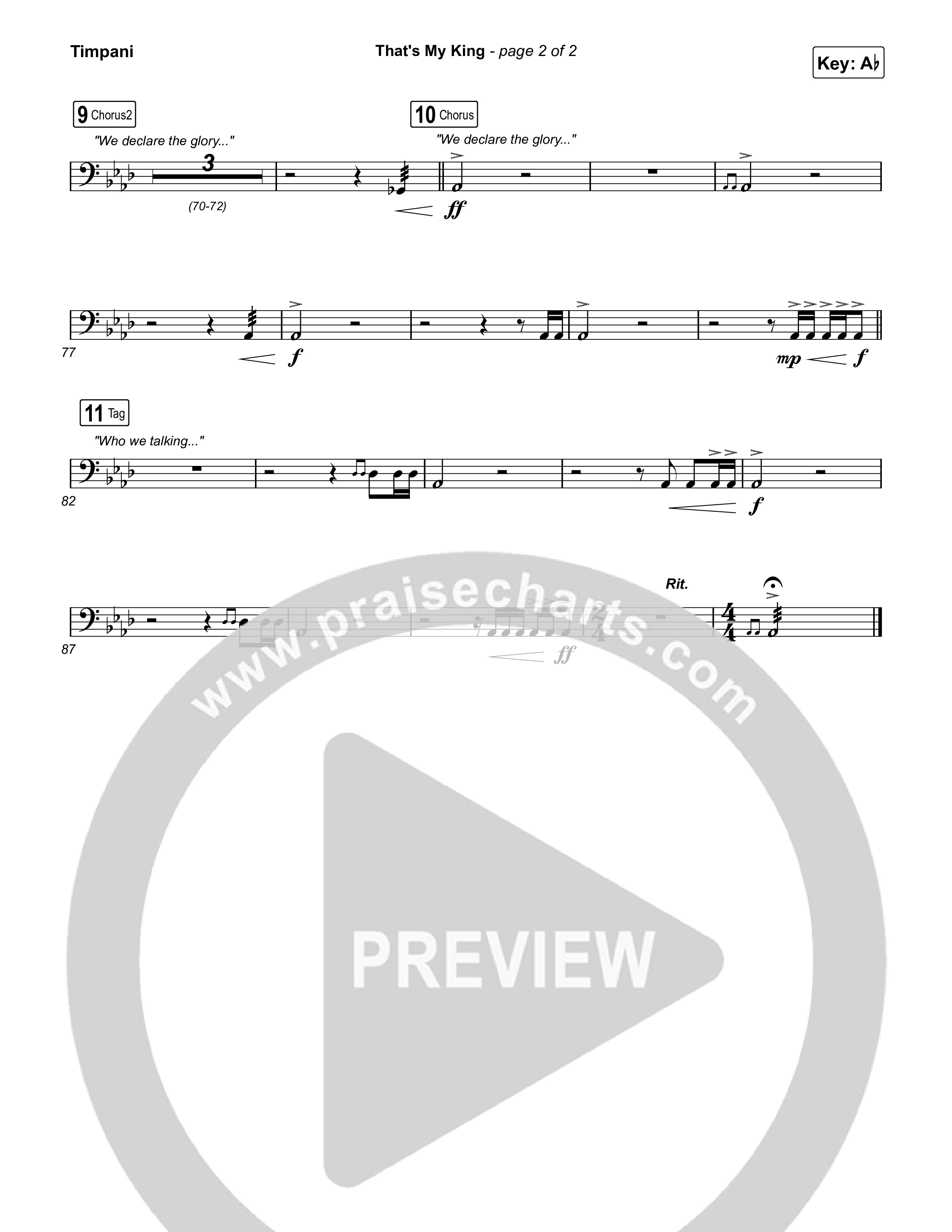 That's My King (Choral Anthem SATB) Timpani (CeCe Winans / Arr. Luke Gambill)