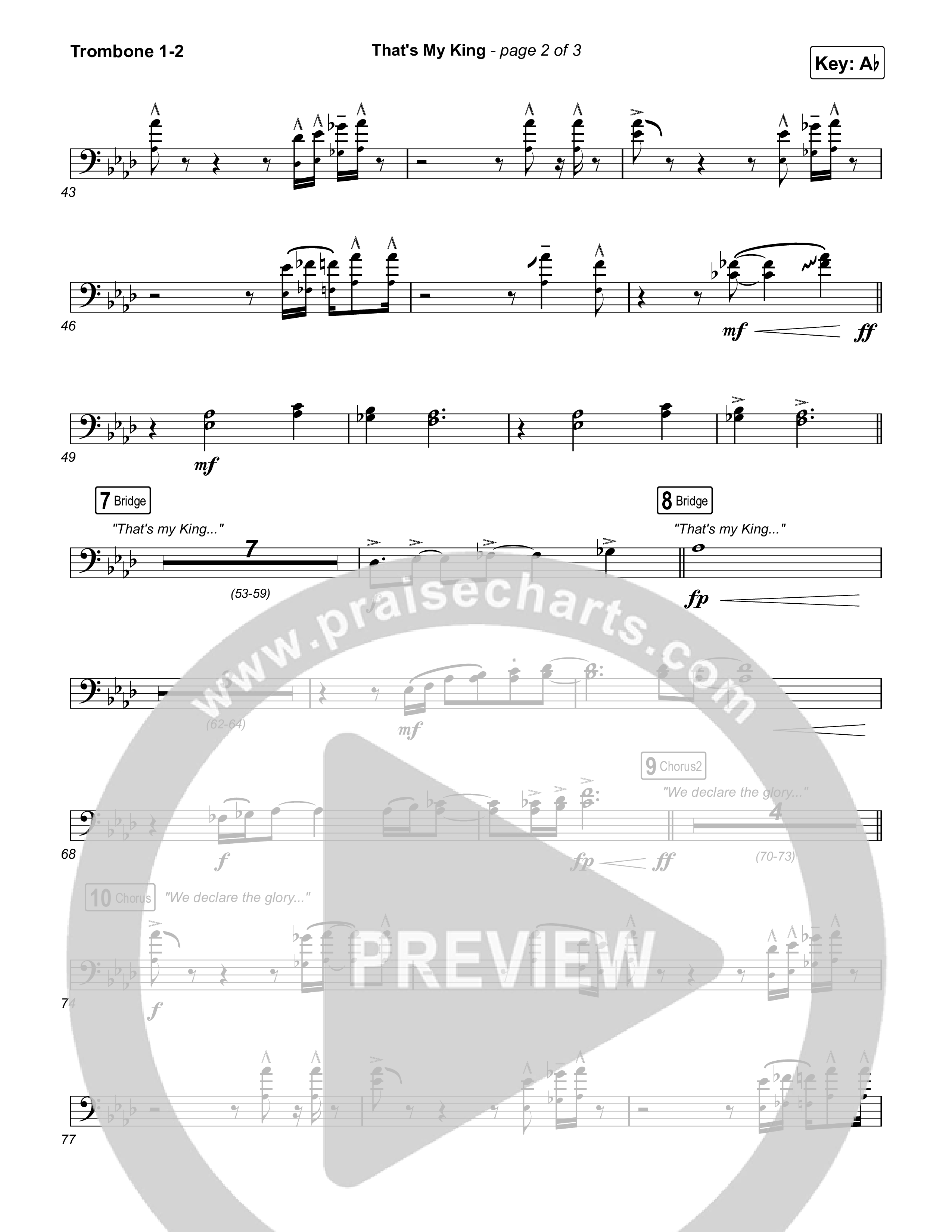 That's My King (Choral Anthem SATB) Trombone 1,2 (CeCe Winans / Arr. Luke Gambill)