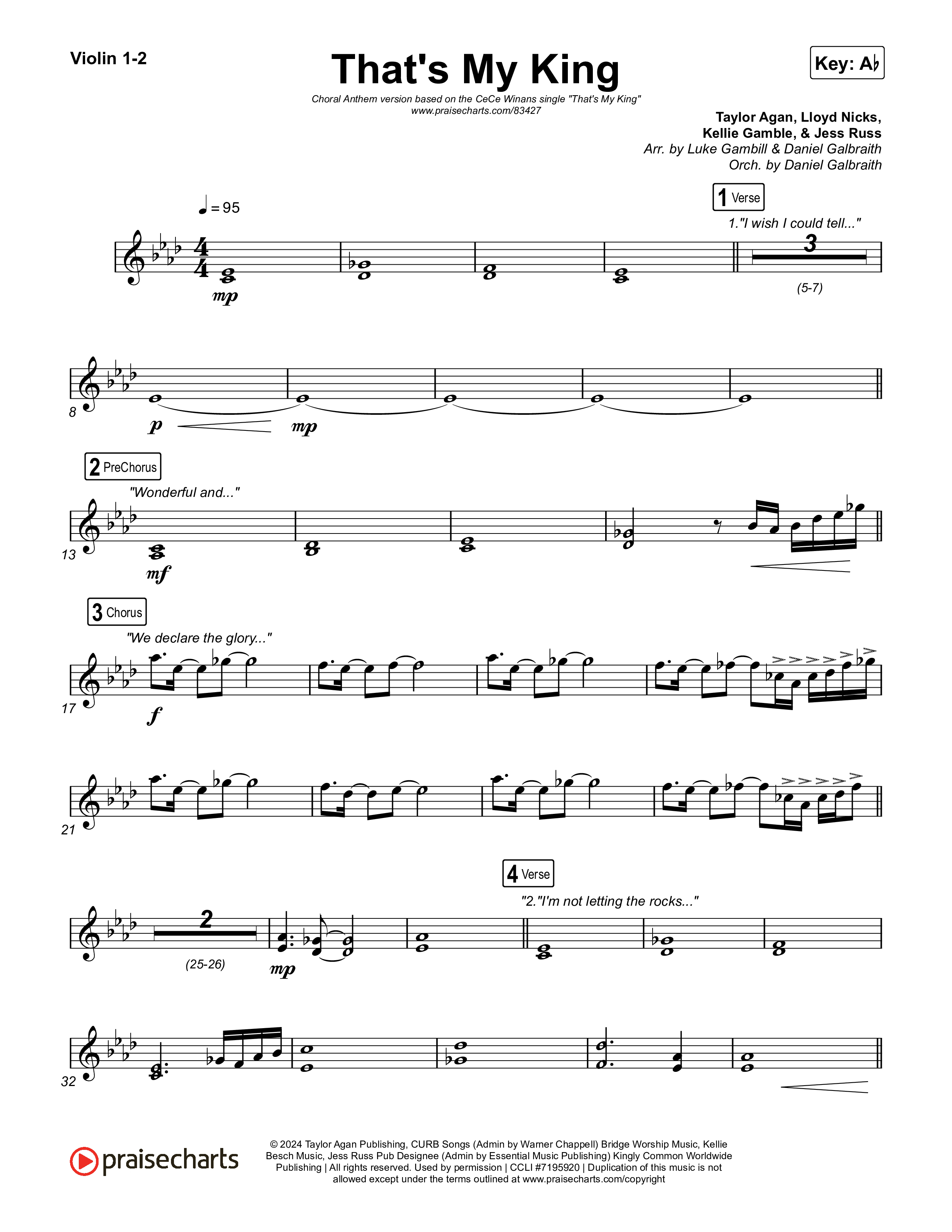 That's My King (Choral Anthem SATB) String Pack (CeCe Winans / Arr. Luke Gambill)