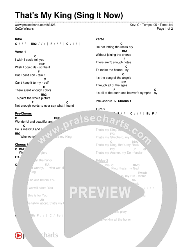 That's My King (Sing It Now) Chords & Lyrics (CeCe Winans / Arr. Luke Gambill)