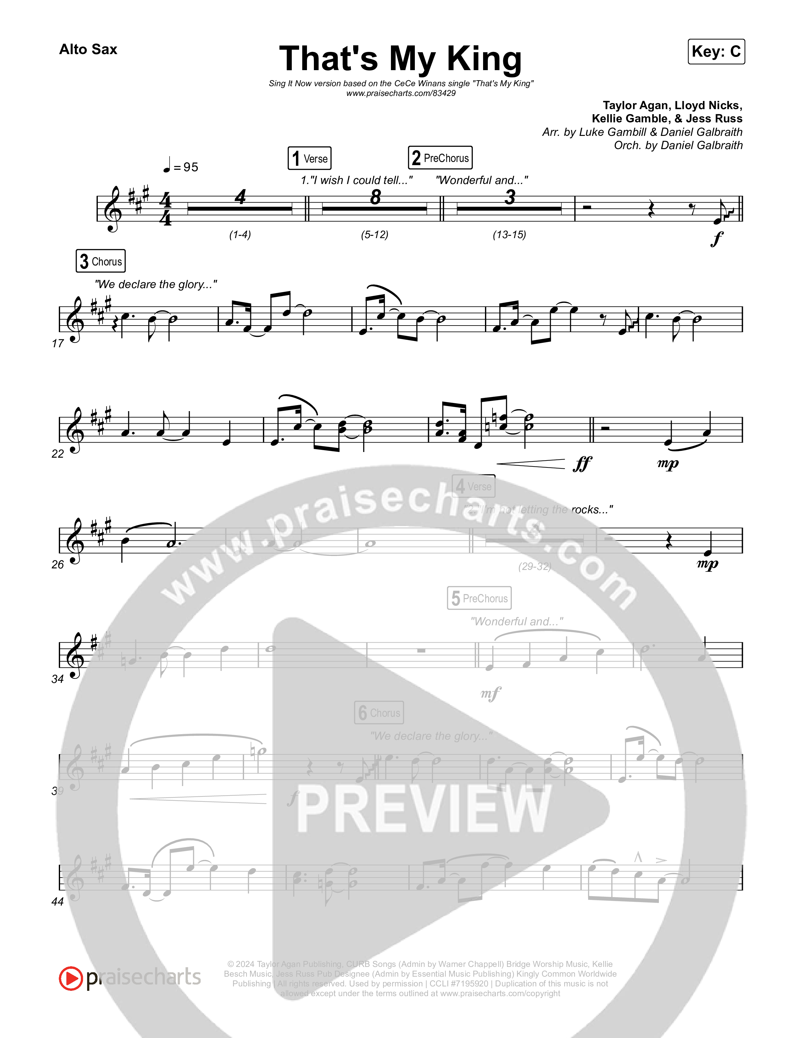 That's My King (Sing It Now) Sax Pack (CeCe Winans / Arr. Luke Gambill)