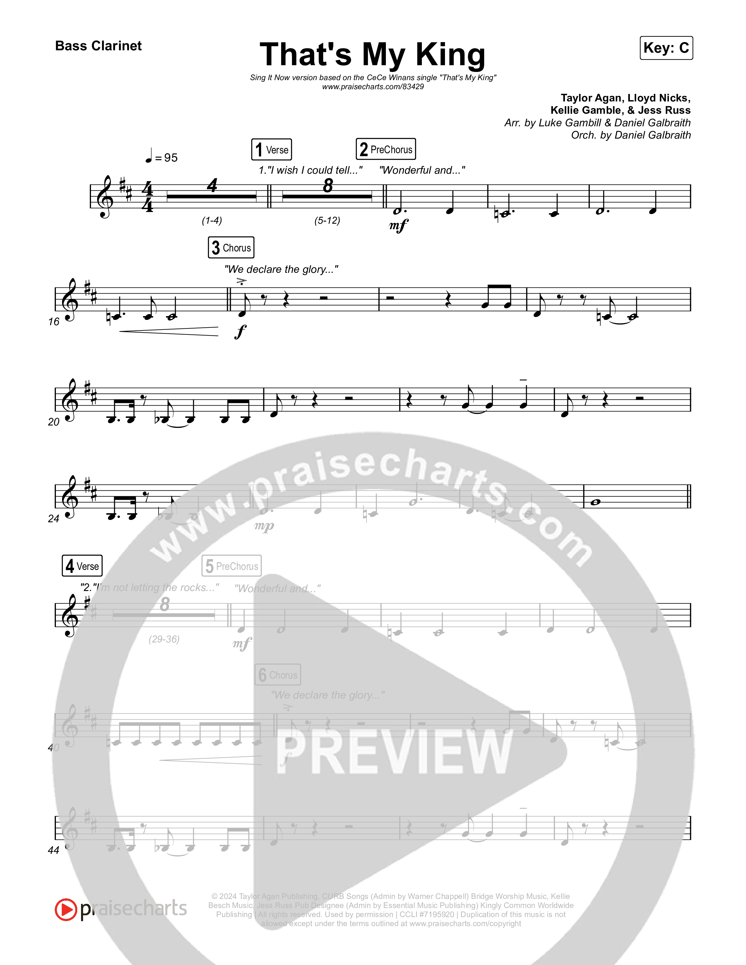 That's My King (Sing It Now) Bass Clarinet (CeCe Winans / Arr. Luke Gambill)