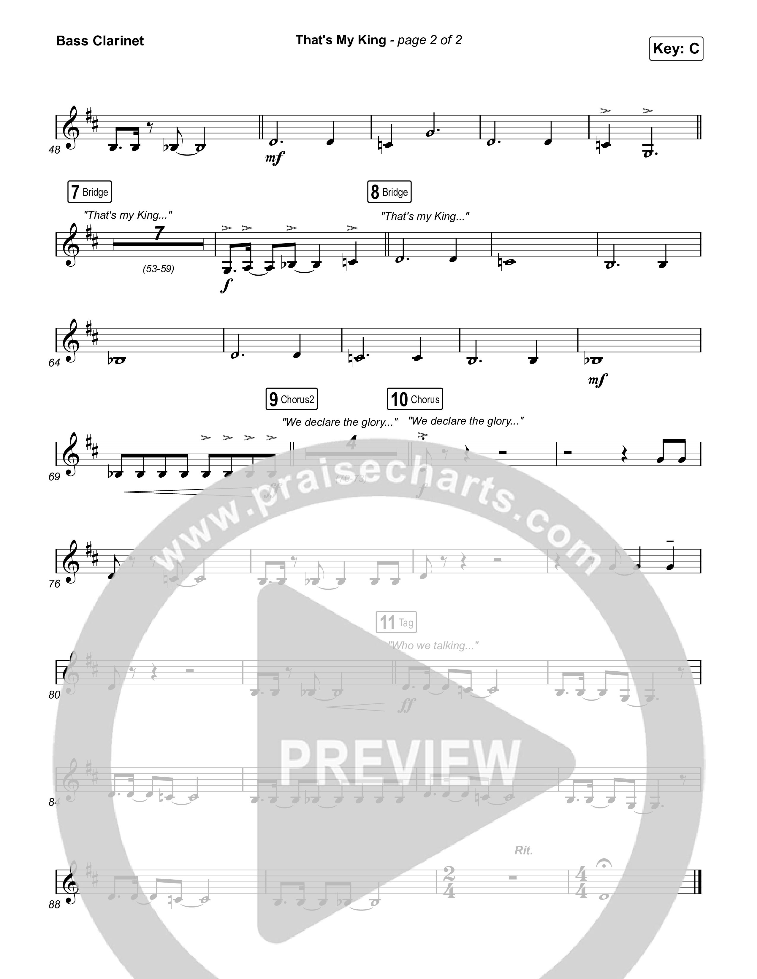 That's My King (Sing It Now) Bass Clarinet (CeCe Winans / Arr. Luke Gambill)