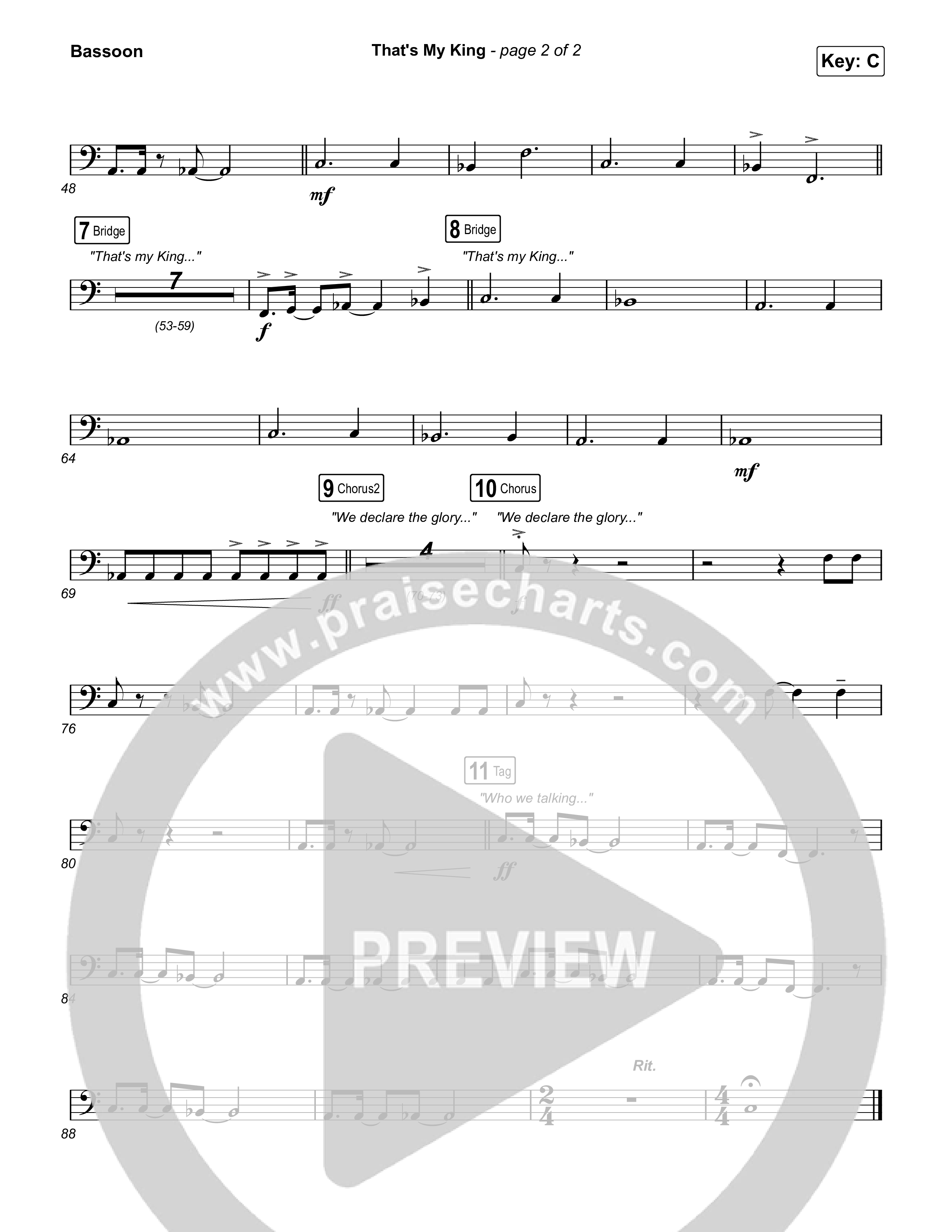 That's My King (Sing It Now) Bassoon (CeCe Winans / Arr. Luke Gambill)