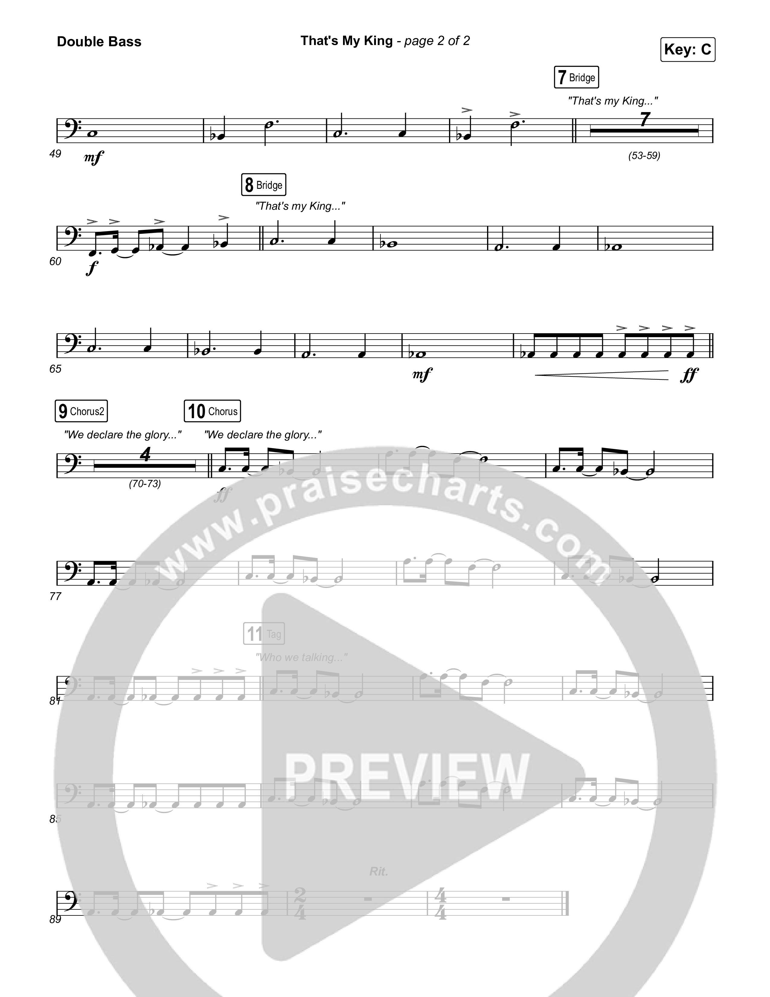 That's My King (Sing It Now) Double Bass (CeCe Winans / Arr. Luke Gambill)