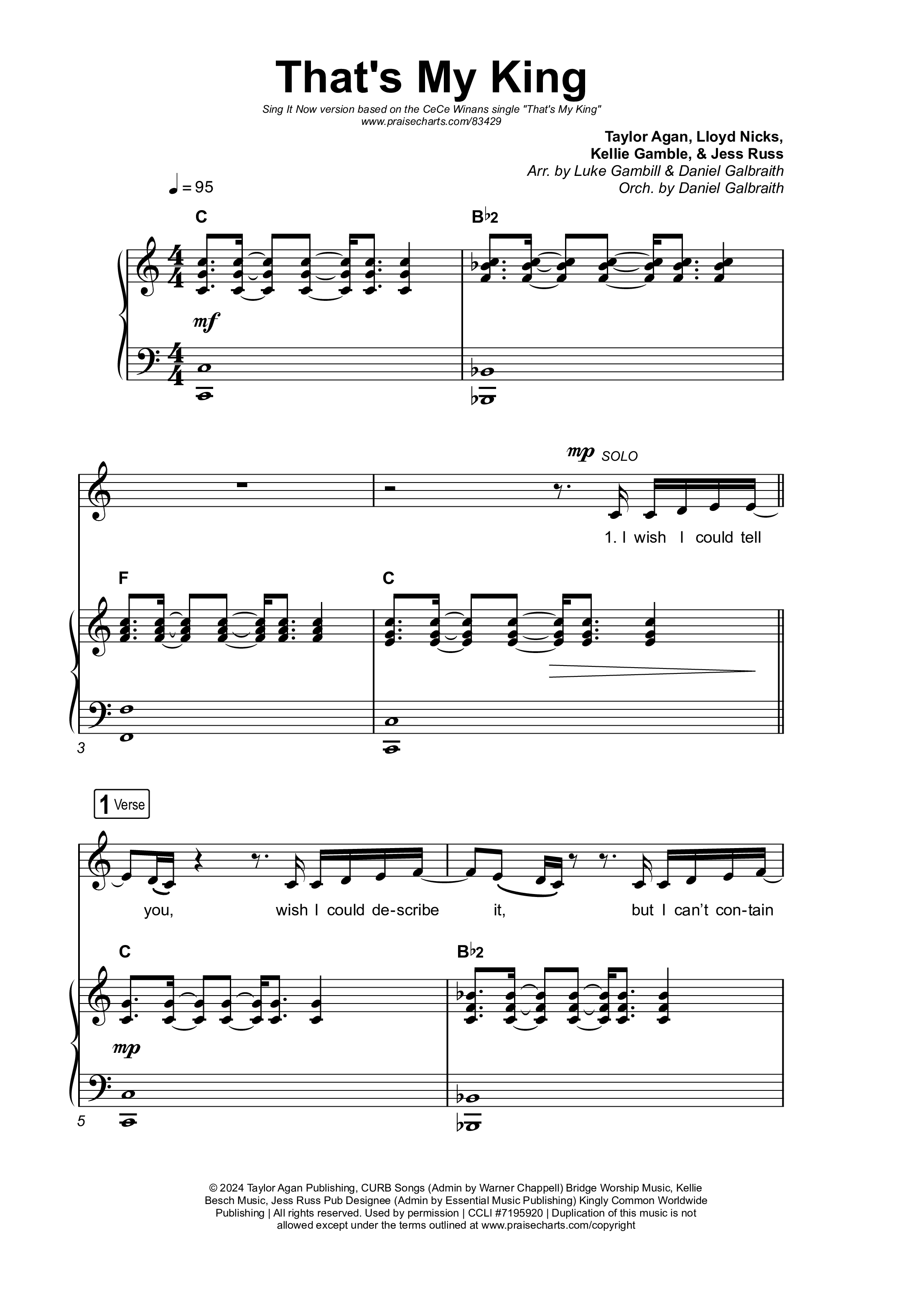 That's My King (Sing It Now) Octavo (SATB & Pno) (CeCe Winans / Arr. Luke Gambill)