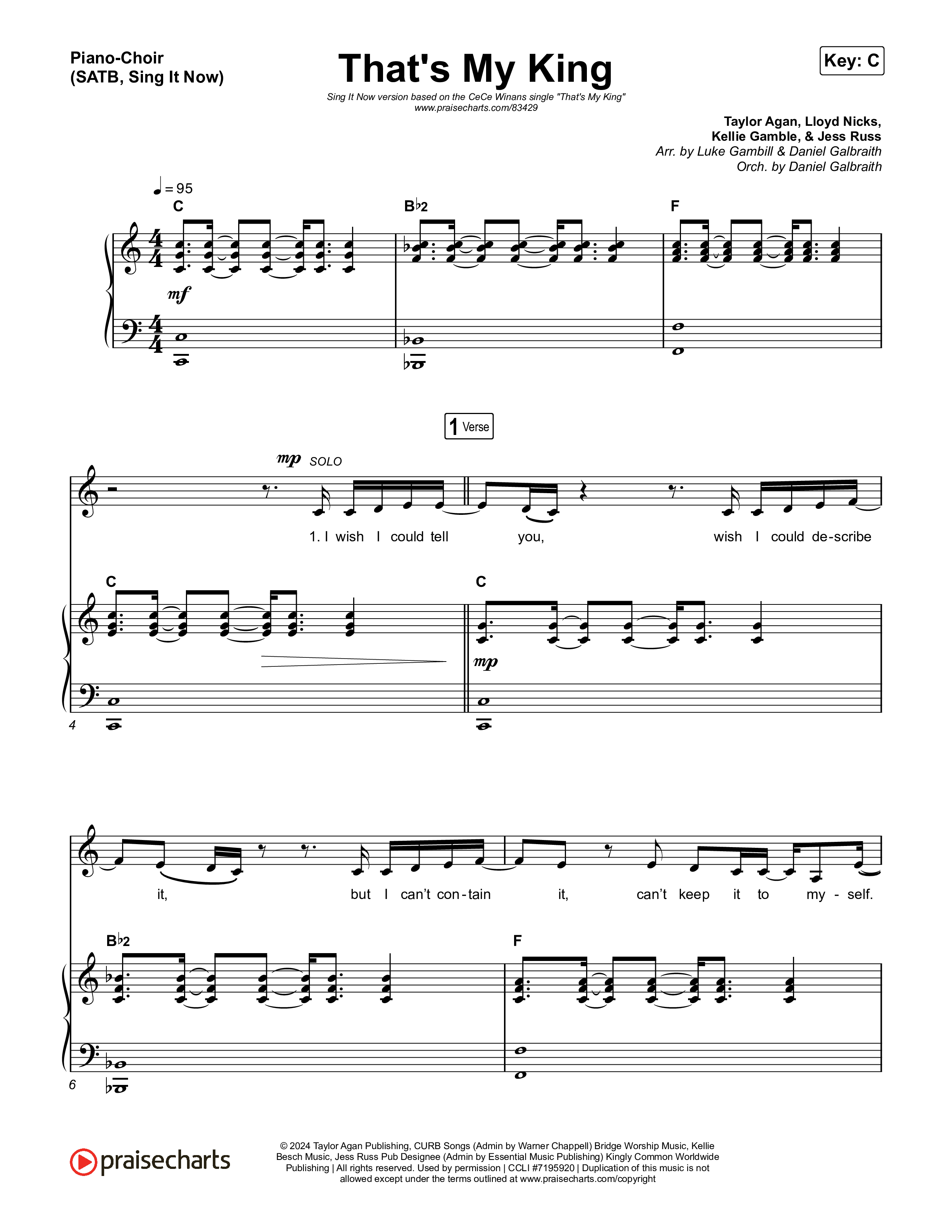 That's My King (Sing It Now) Piano/Choir (SATB) (CeCe Winans / Arr. Luke Gambill)