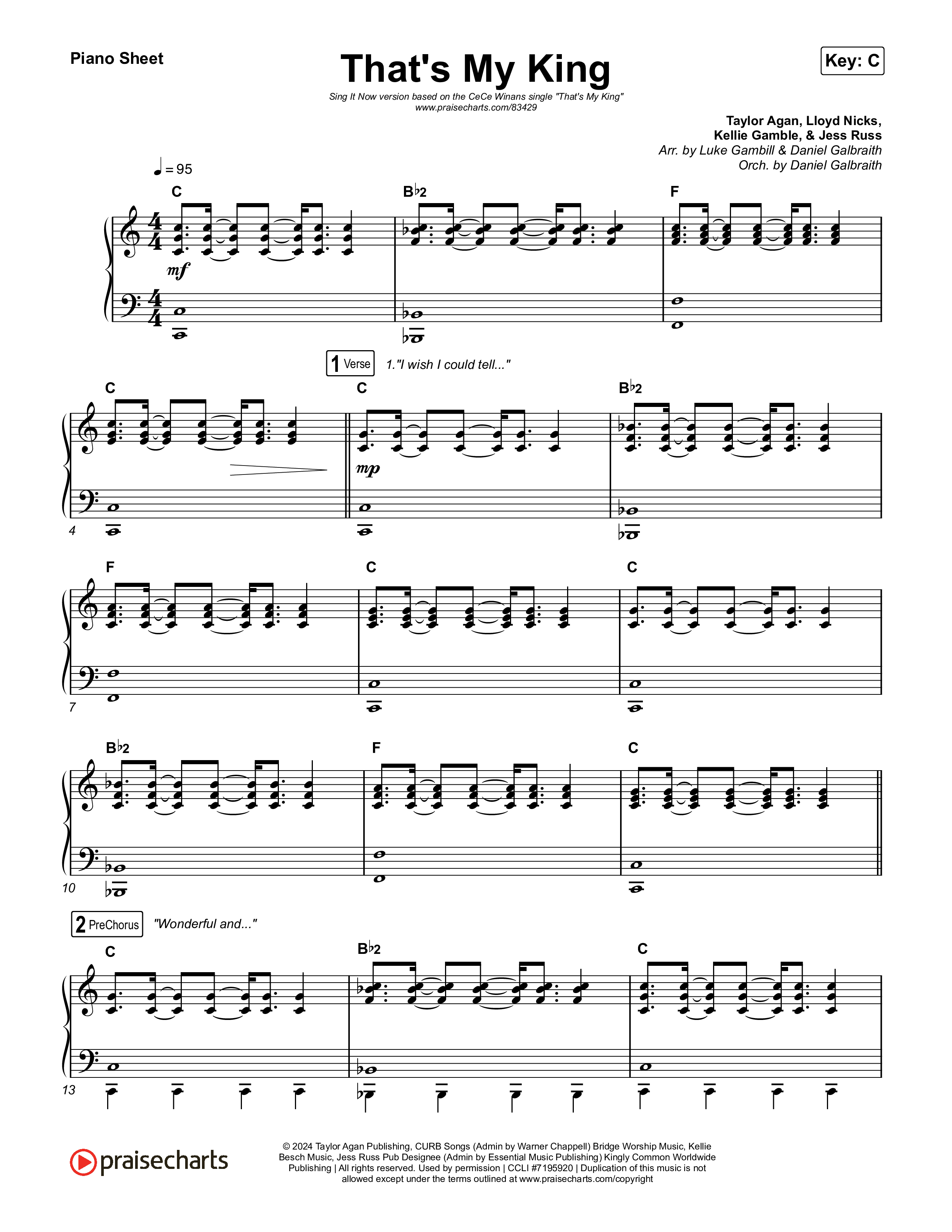 That's My King (Sing It Now) Piano Sheet (CeCe Winans / Arr. Luke Gambill)