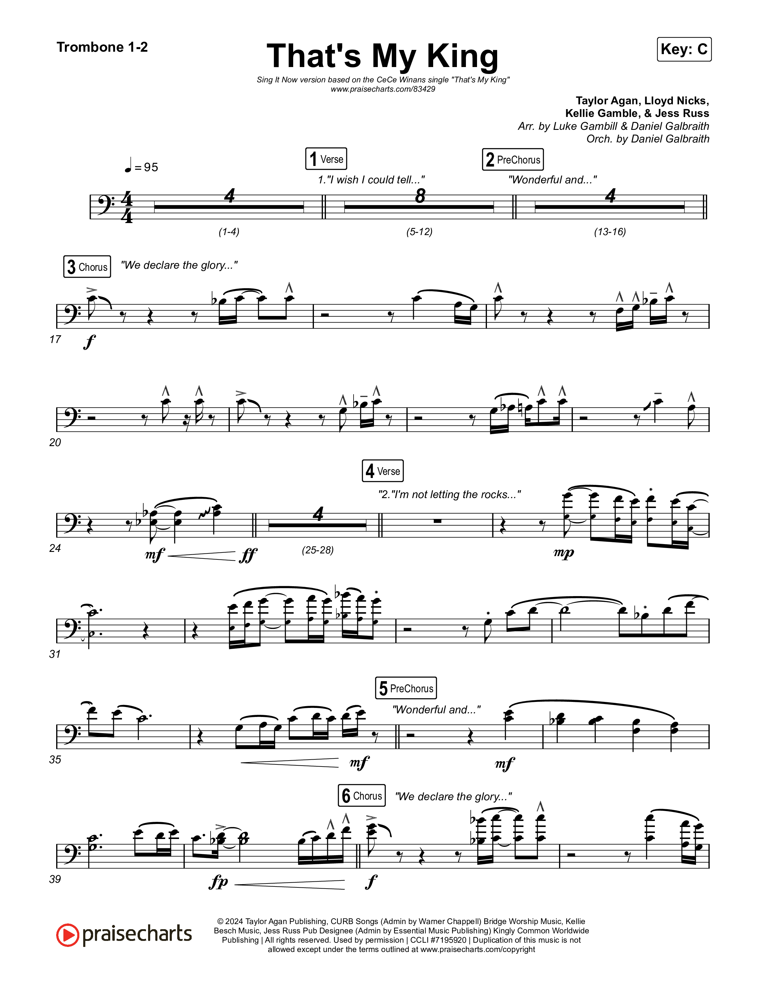 That's My King (Sing It Now) Trombone 1/2 (CeCe Winans / Arr. Luke Gambill)