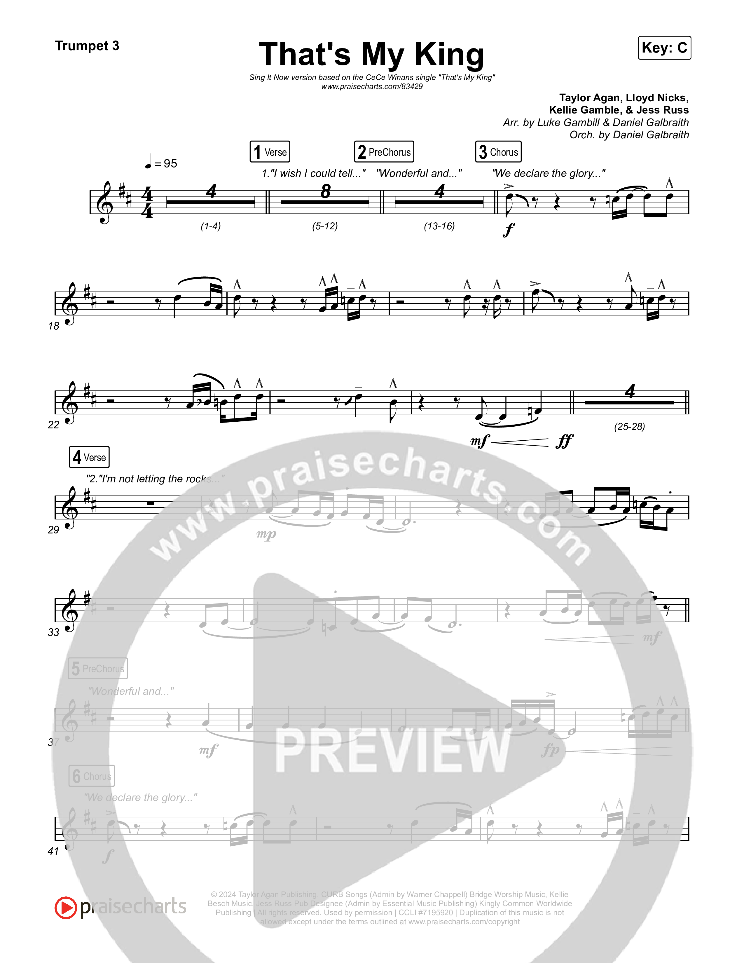 That's My King (Sing It Now) Trumpet 3 (CeCe Winans / Arr. Luke Gambill)
