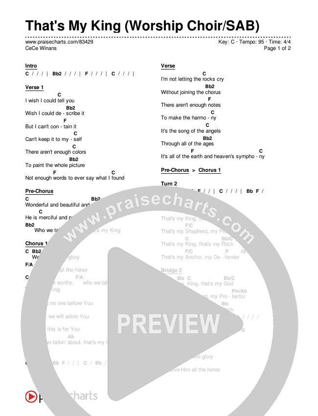 That's My King (Worship Choir/SAB) Chords & Lyrics (CeCe Winans / Arr. Luke Gambill)