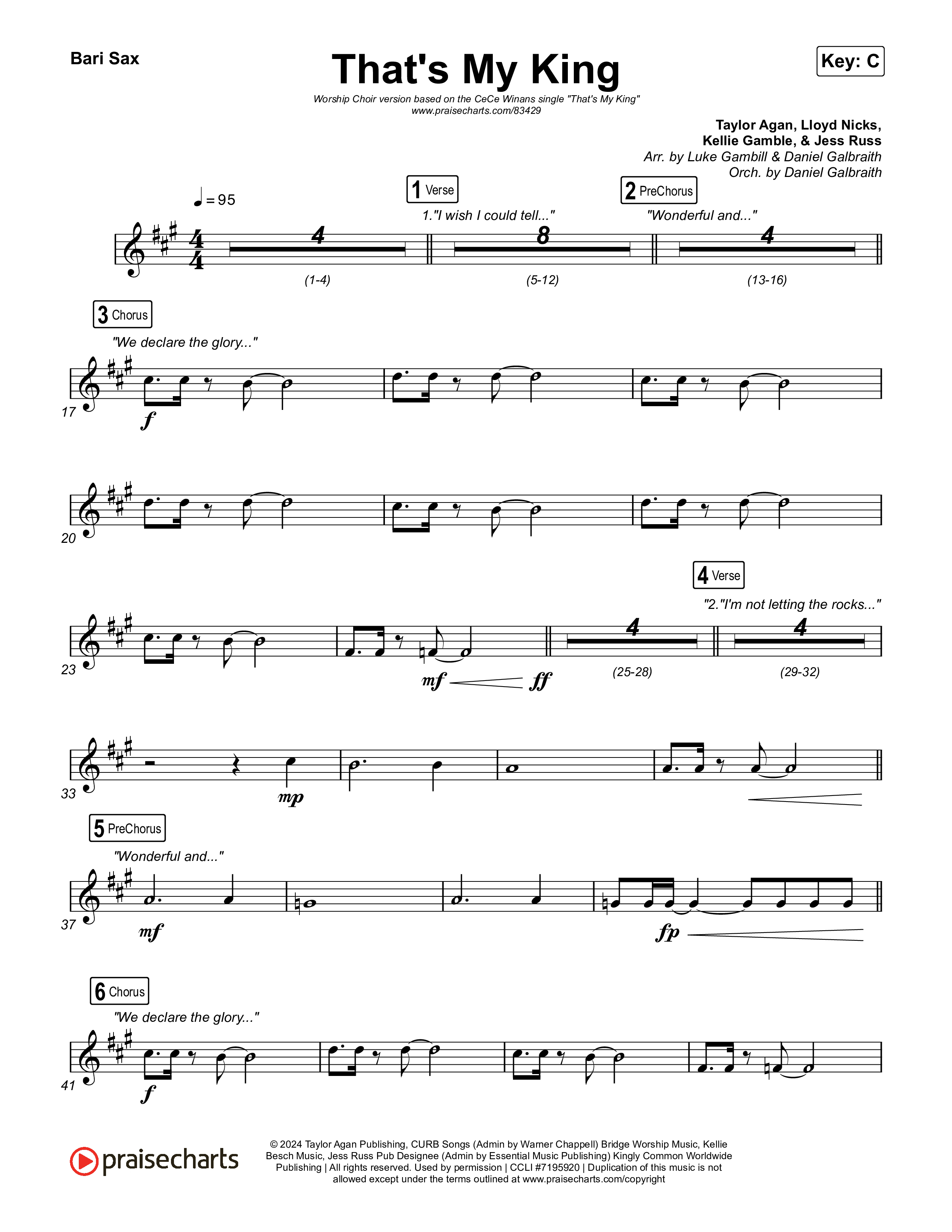 That's My King (Worship Choir/SAB) Bari Sax (CeCe Winans / Arr. Luke Gambill)