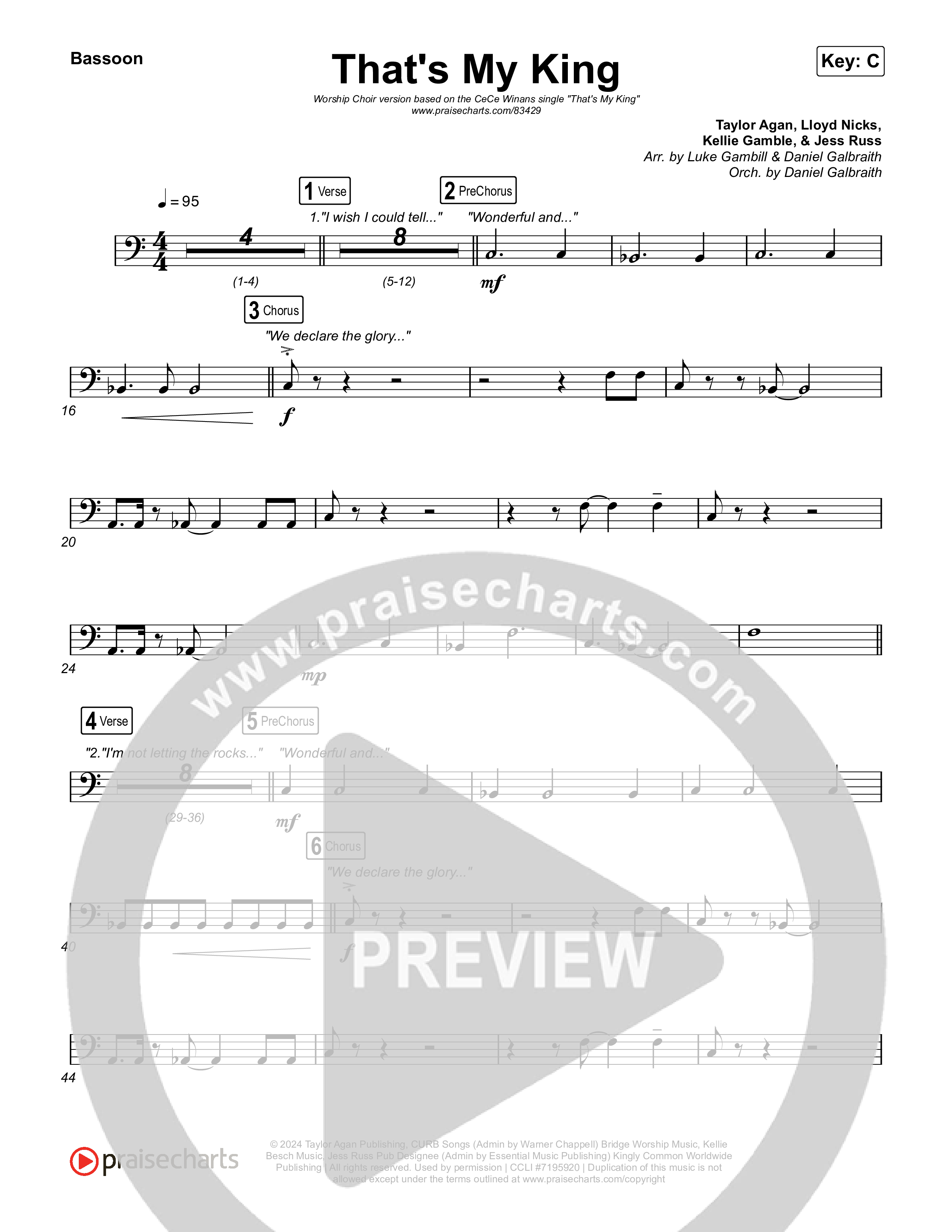 That's My King (Worship Choir/SAB) Bassoon (CeCe Winans / Arr. Luke Gambill)