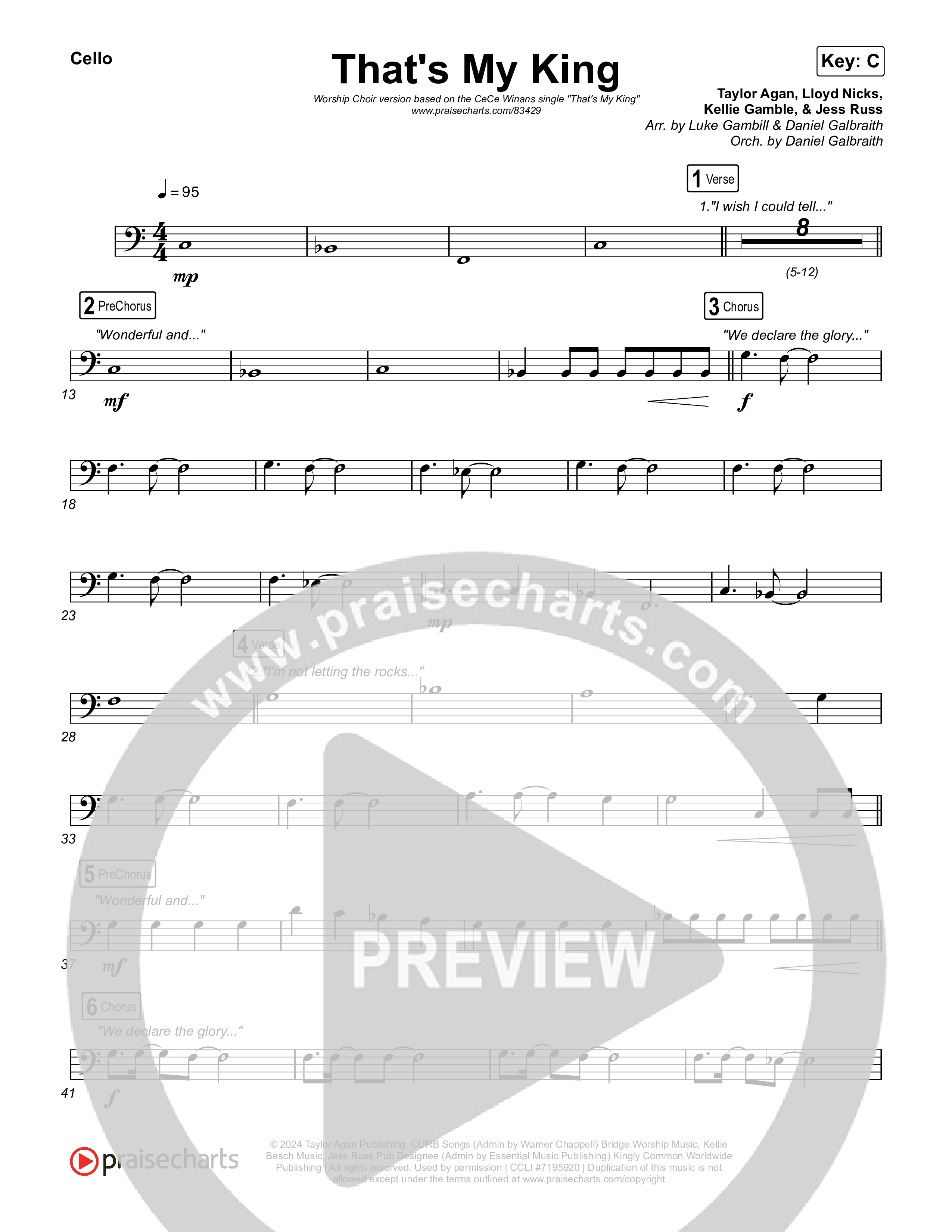 That's My King (Worship Choir/SAB) Cello (CeCe Winans / Arr. Luke Gambill)