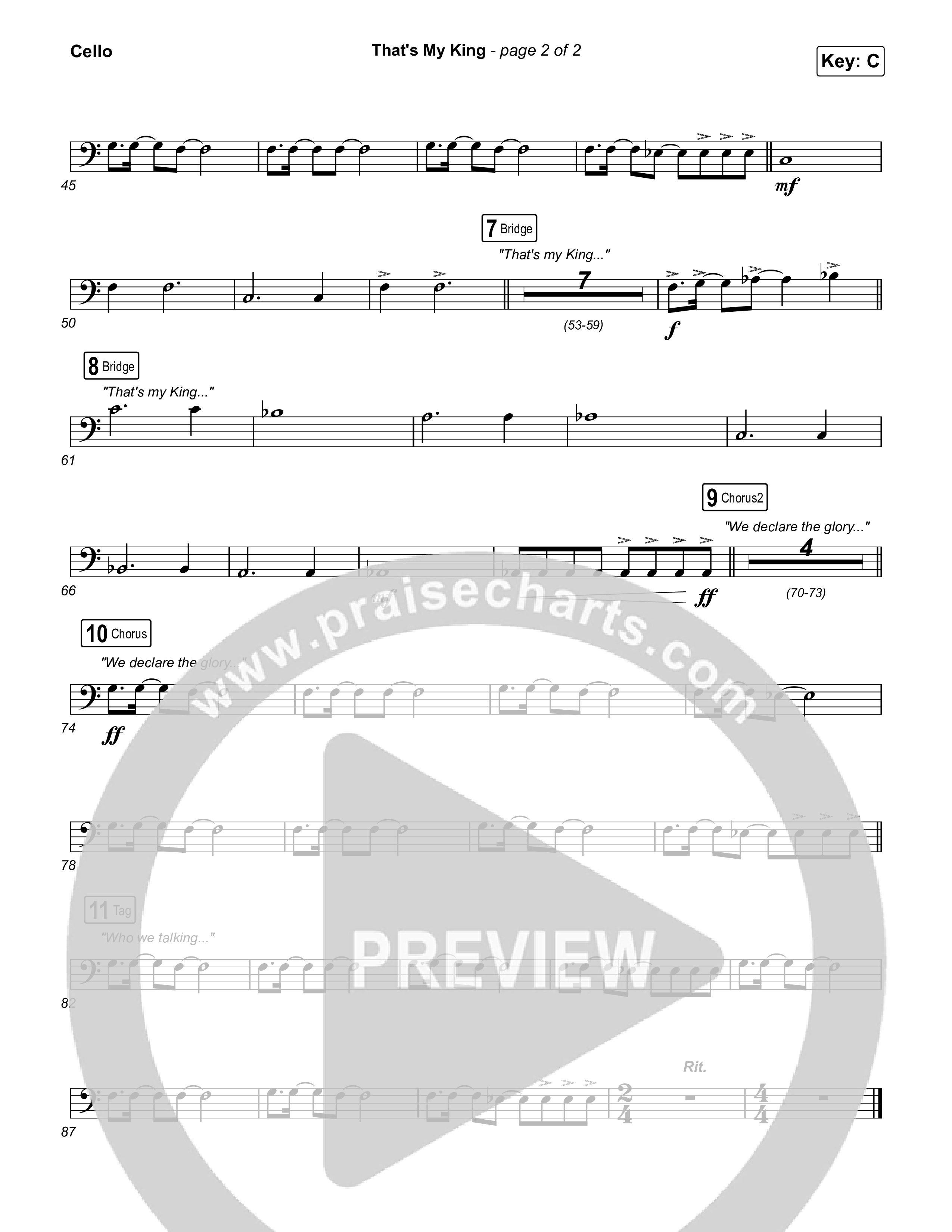 That's My King (Worship Choir/SAB) Cello (CeCe Winans / Arr. Luke Gambill)