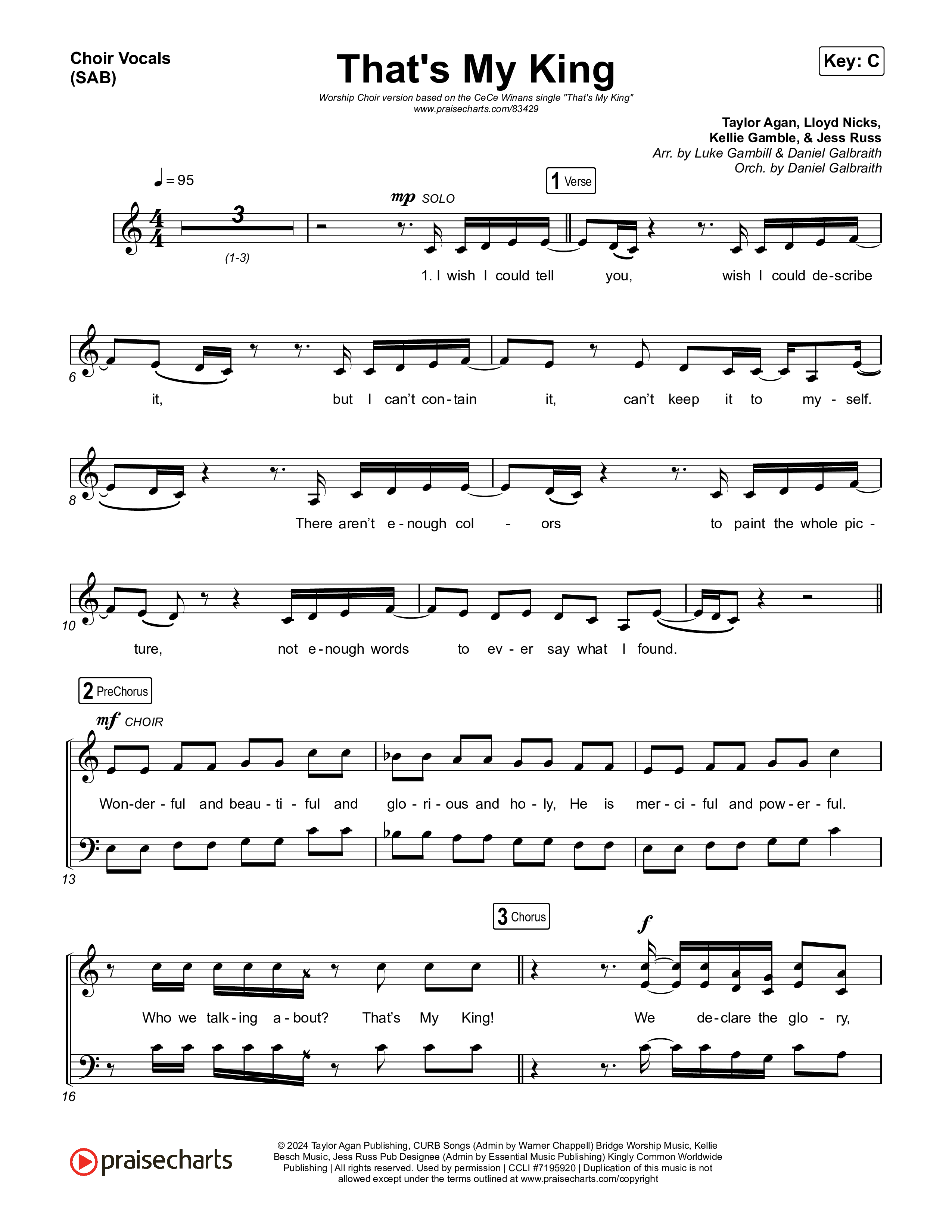 That's My King (Worship Choir/SAB) Choir Sheet (SAB) (CeCe Winans / Arr. Luke Gambill)