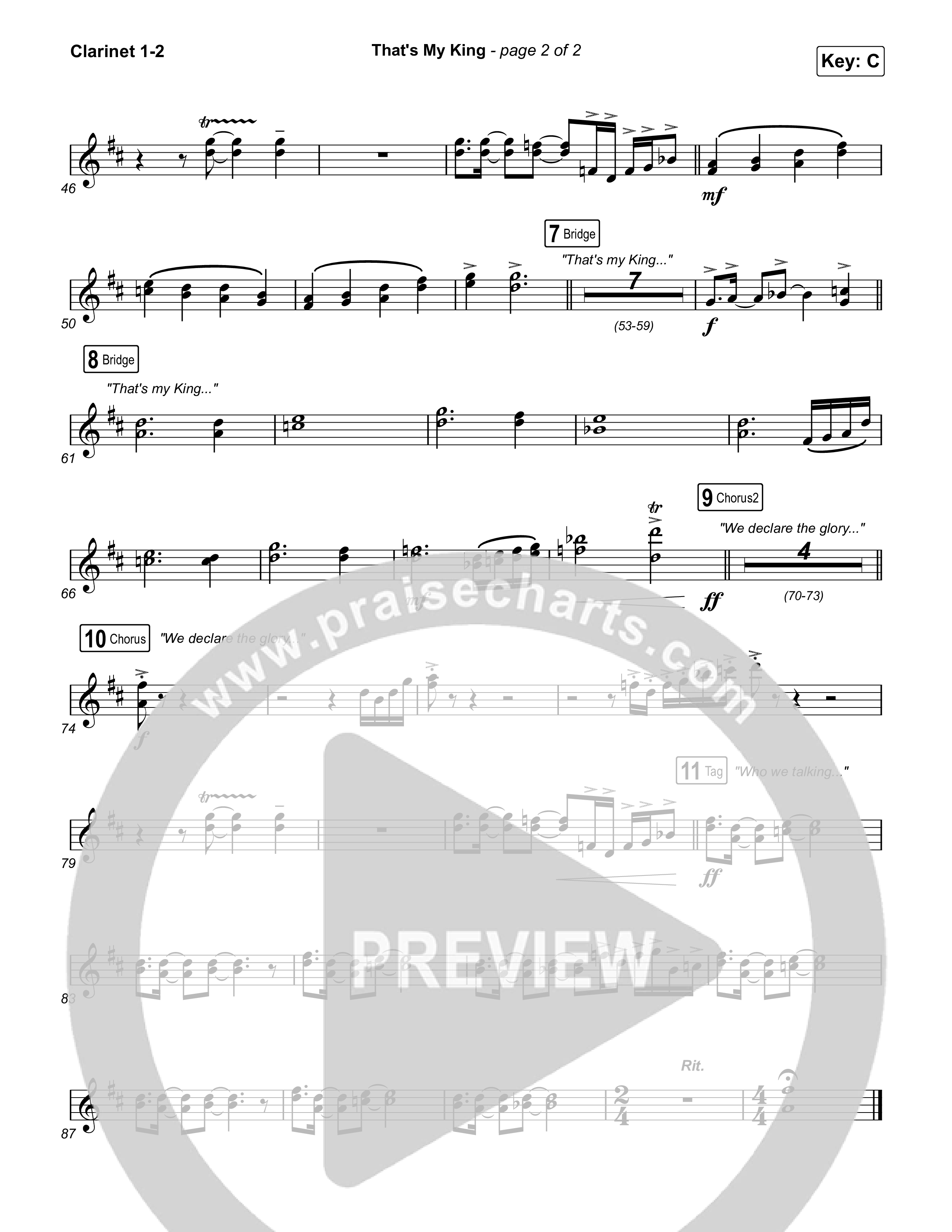 That's My King (Worship Choir/SAB) Clarinet 1/2 (CeCe Winans / Arr. Luke Gambill)