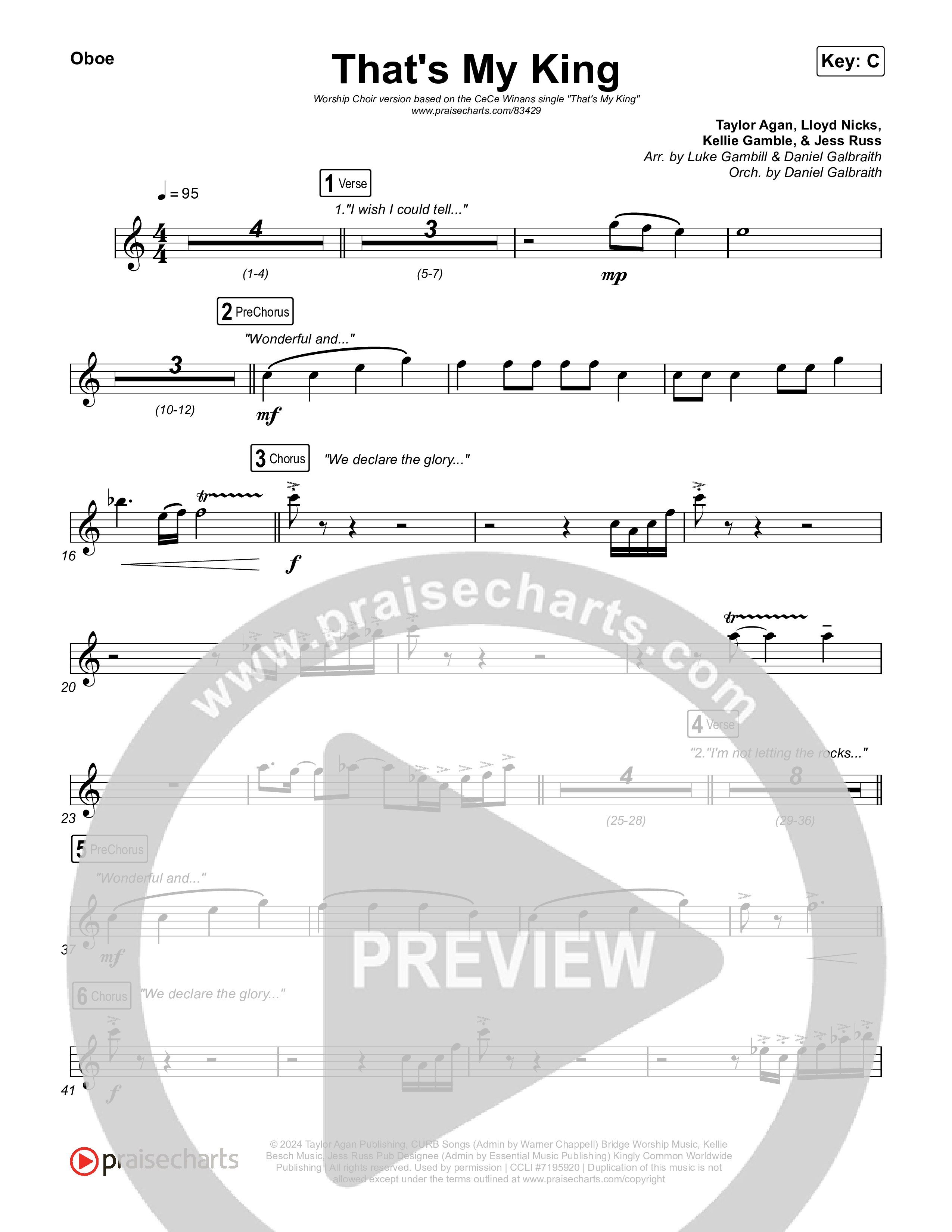 That's My King (Worship Choir/SAB) Oboe (CeCe Winans / Arr. Luke Gambill)