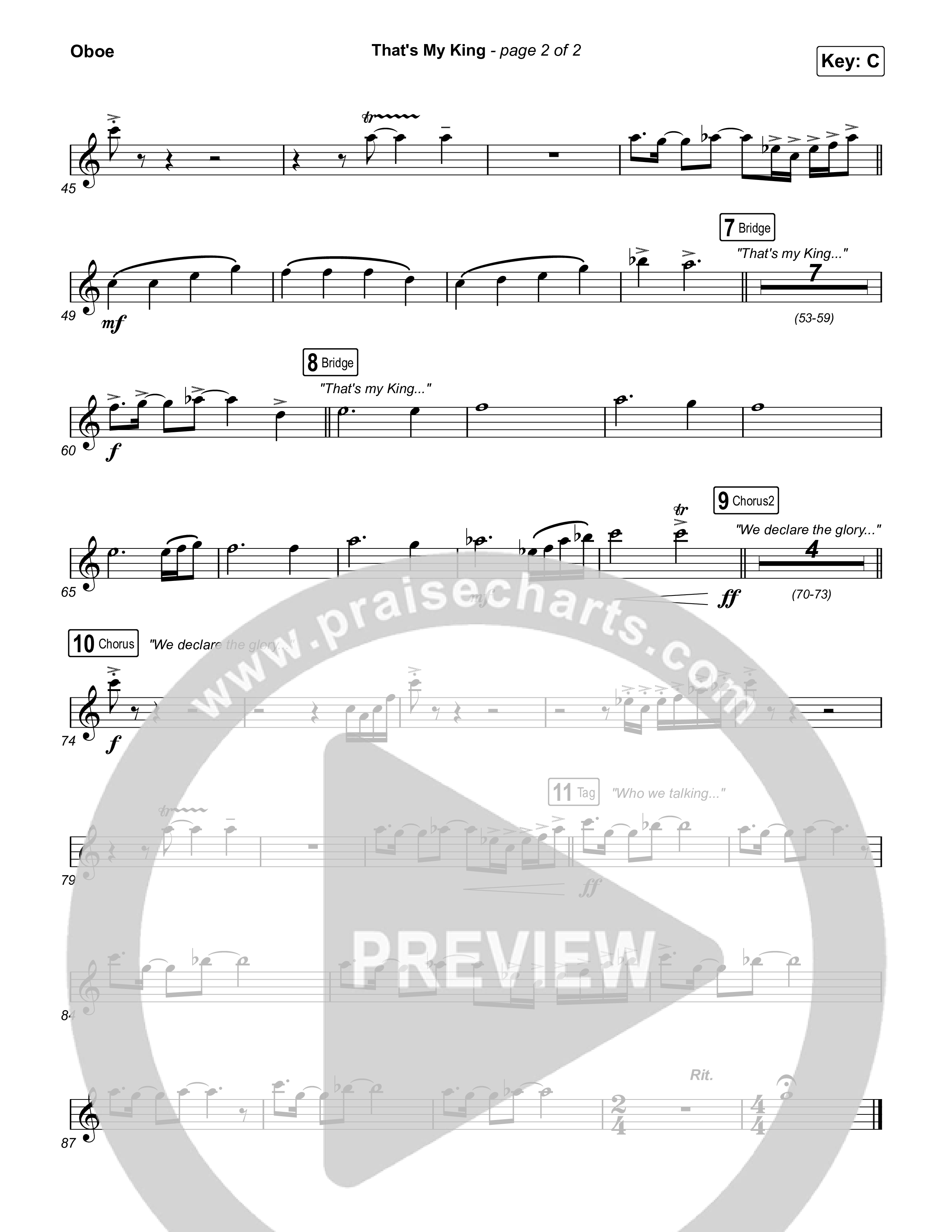 That's My King (Worship Choir/SAB) Oboe (CeCe Winans / Arr. Luke Gambill)