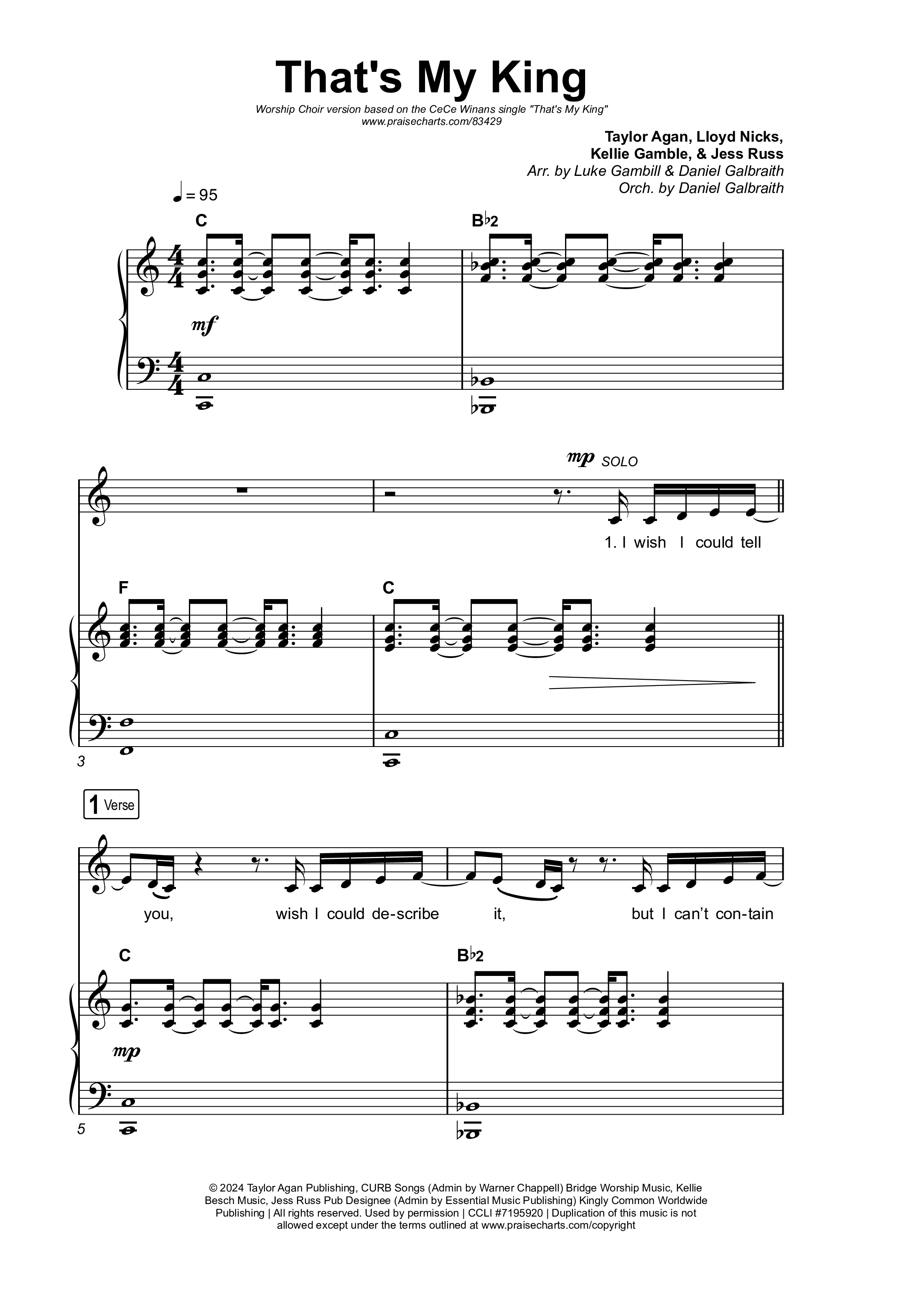 That's My King (Worship Choir/SAB) Octavo (SAB & Pno) (CeCe Winans / Arr. Luke Gambill)