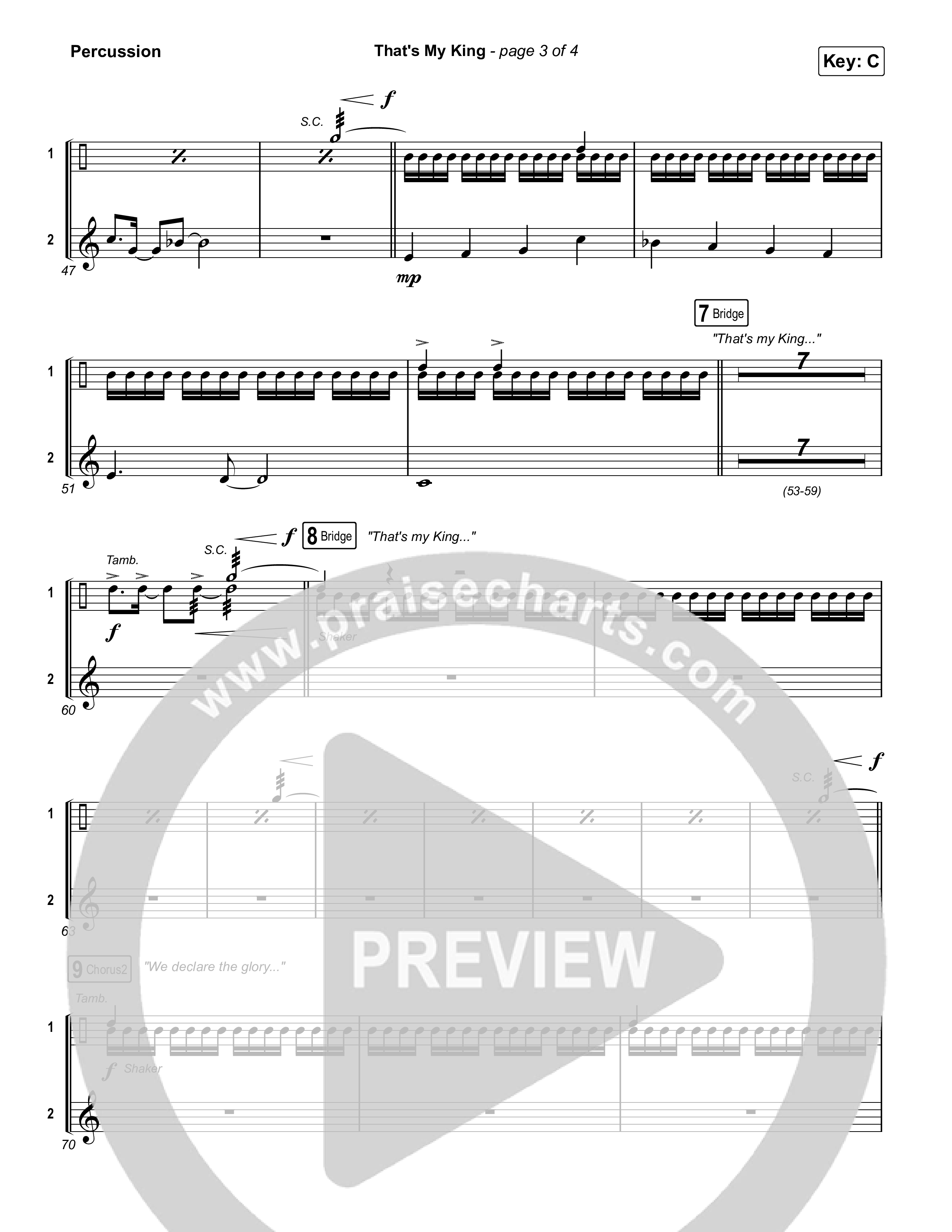 That's My King (Worship Choir/SAB) Percussion (CeCe Winans / Arr. Luke Gambill)