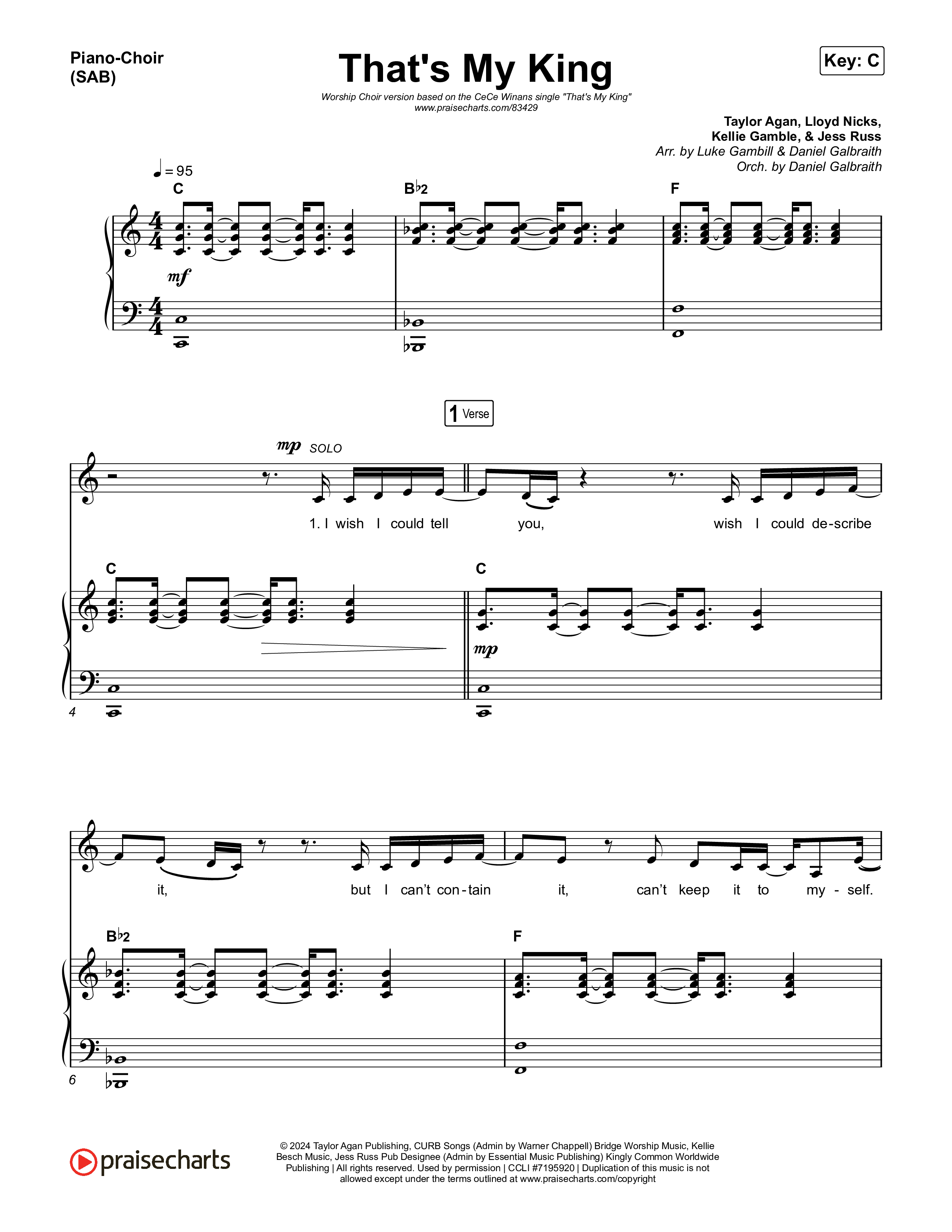 That's My King (Worship Choir/SAB) Piano/Choir (SAB) (CeCe Winans / Arr. Luke Gambill)