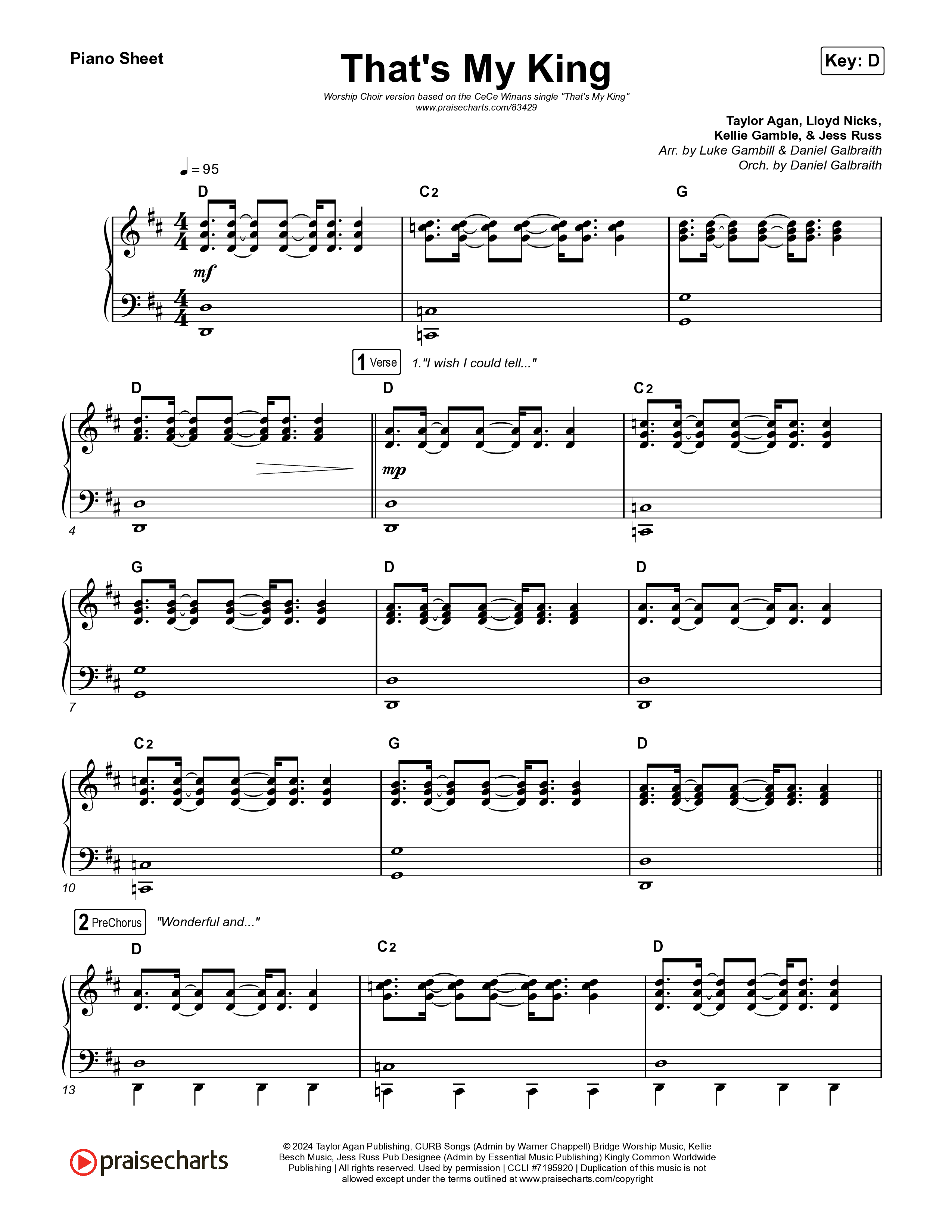 That's My King (Worship Choir/SAB) Piano Sheet (CeCe Winans / Arr. Luke Gambill)