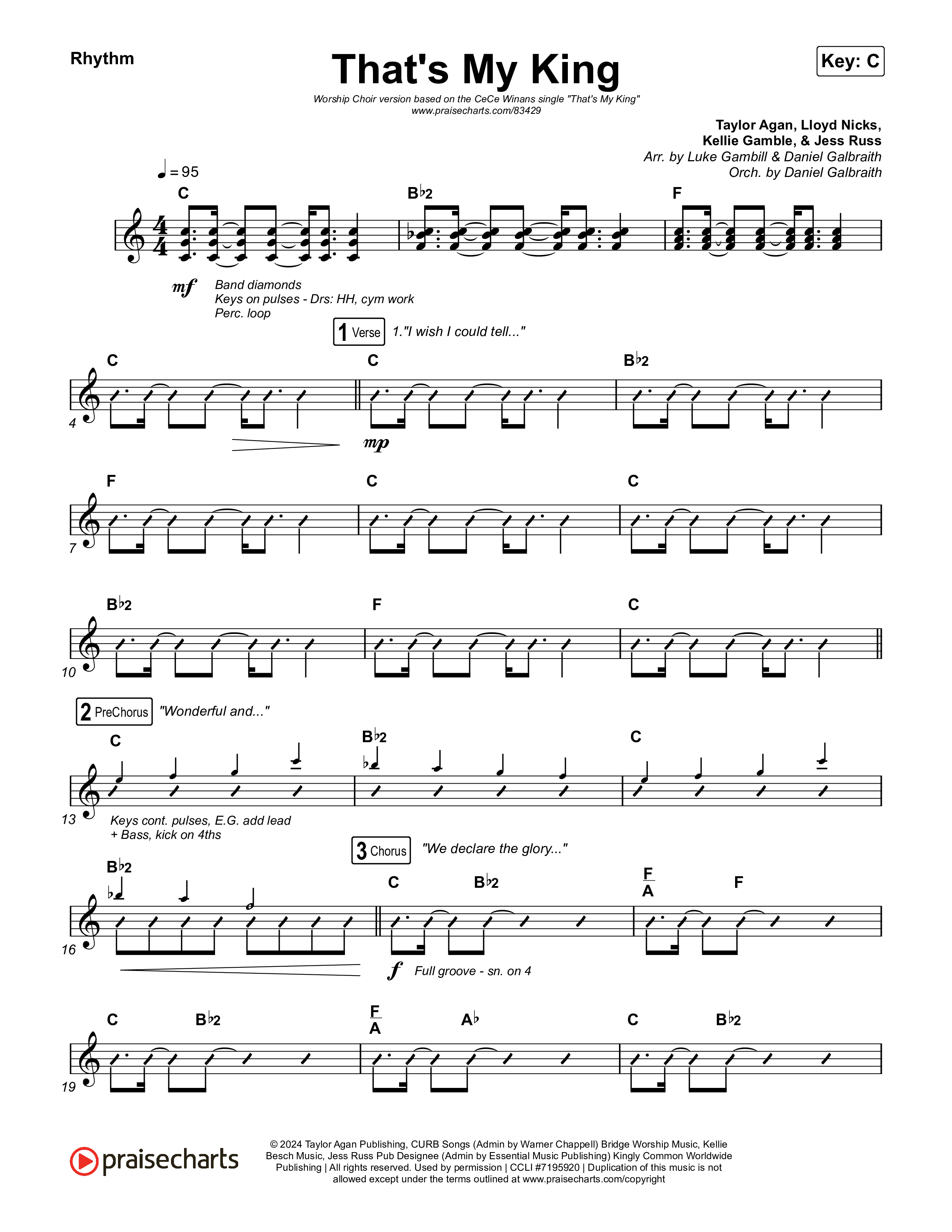 That's My King (Worship Choir/SAB) Rhythm Chart (CeCe Winans / Arr. Luke Gambill)