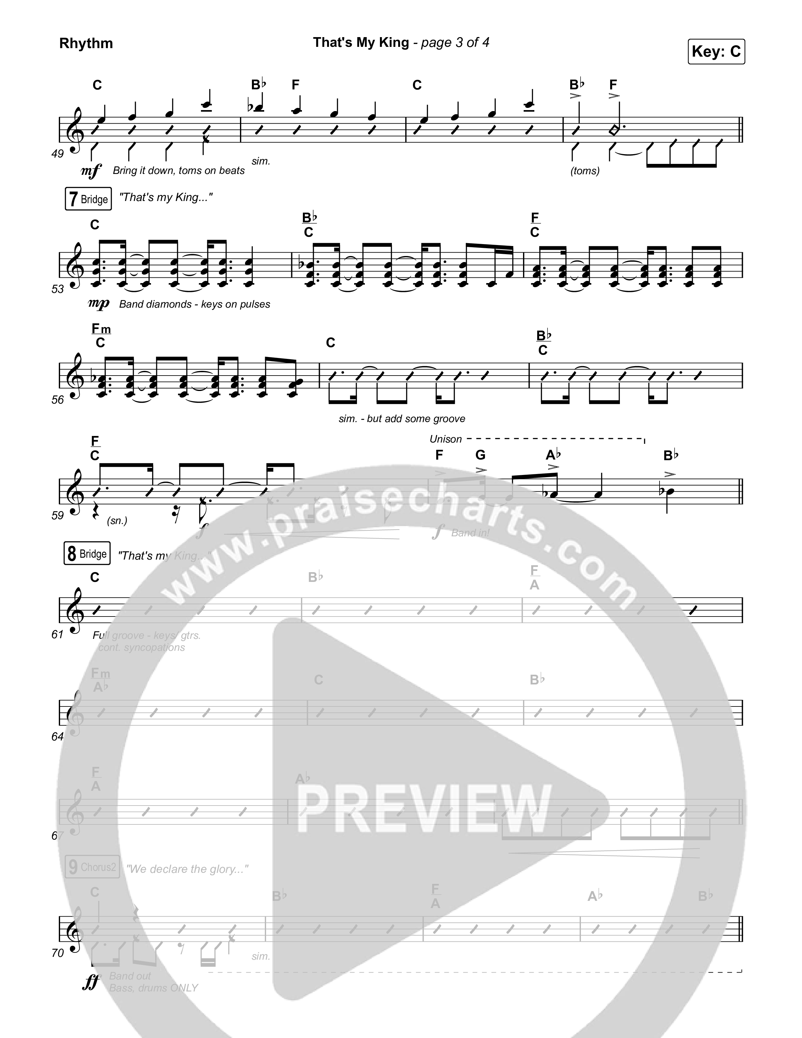 That's My King (Worship Choir/SAB) Rhythm Chart (CeCe Winans / Arr. Luke Gambill)