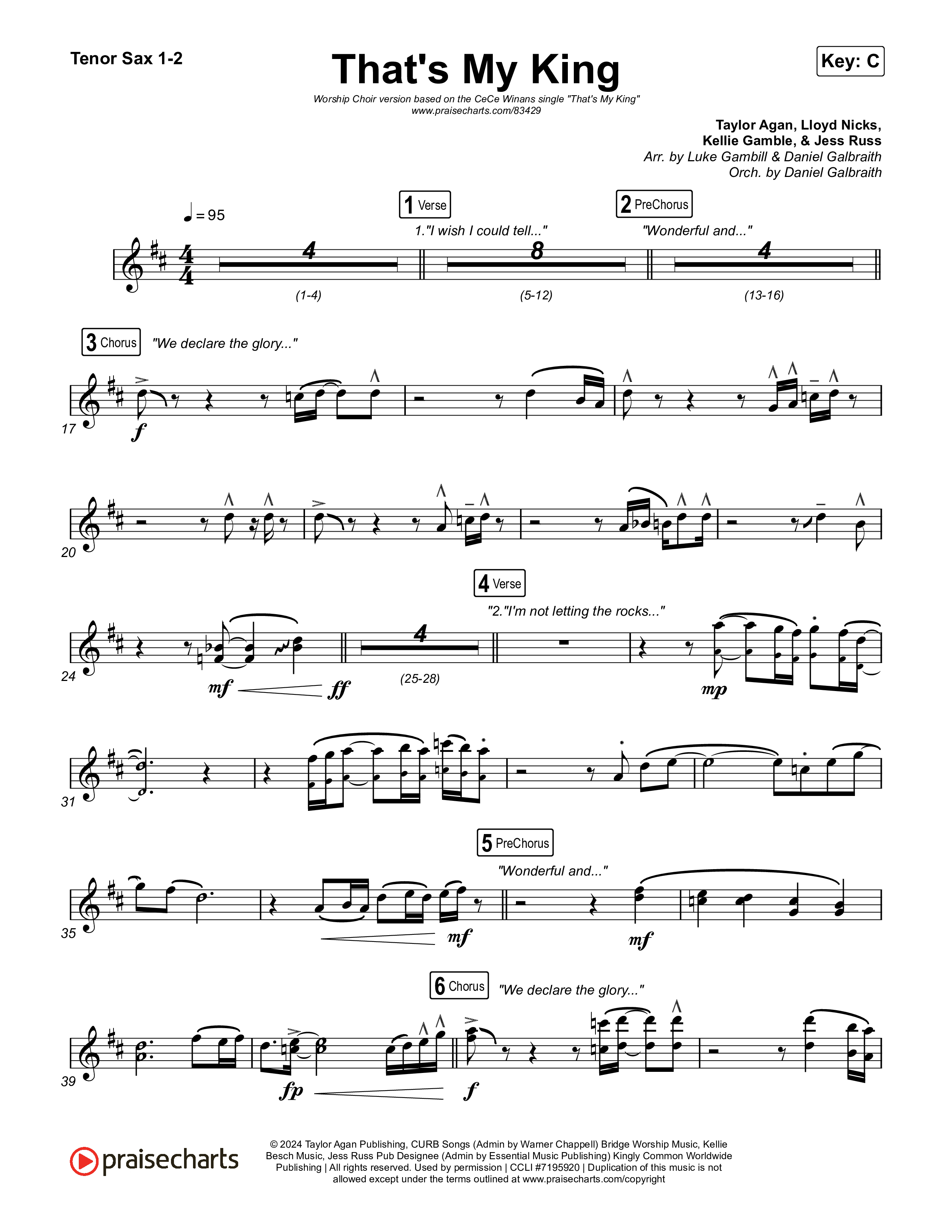 That's My King (Worship Choir/SAB) Sax Pack (CeCe Winans / Arr. Luke Gambill)