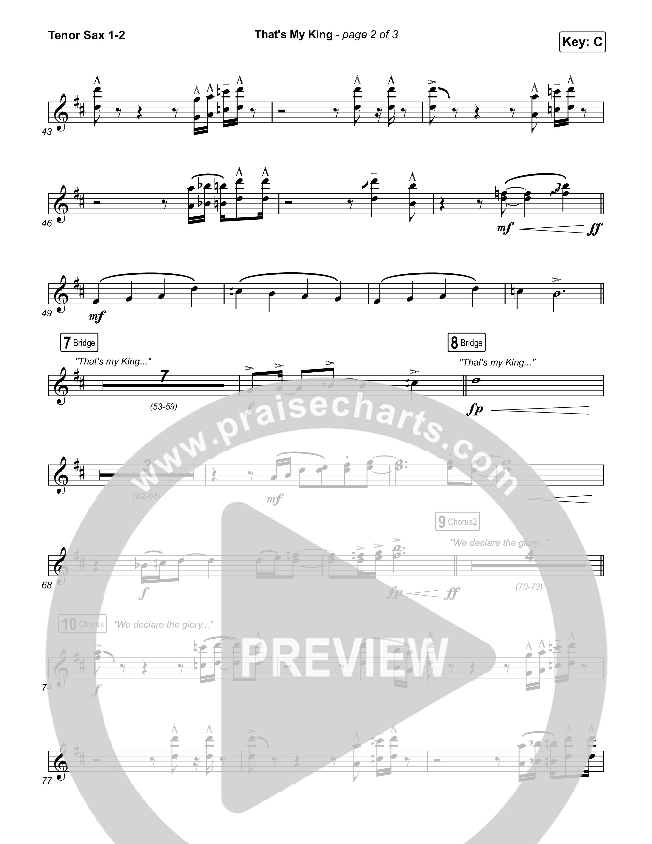 That's My King (Worship Choir/SAB) Tenor Sax 1/2 (CeCe Winans / Arr. Luke Gambill)