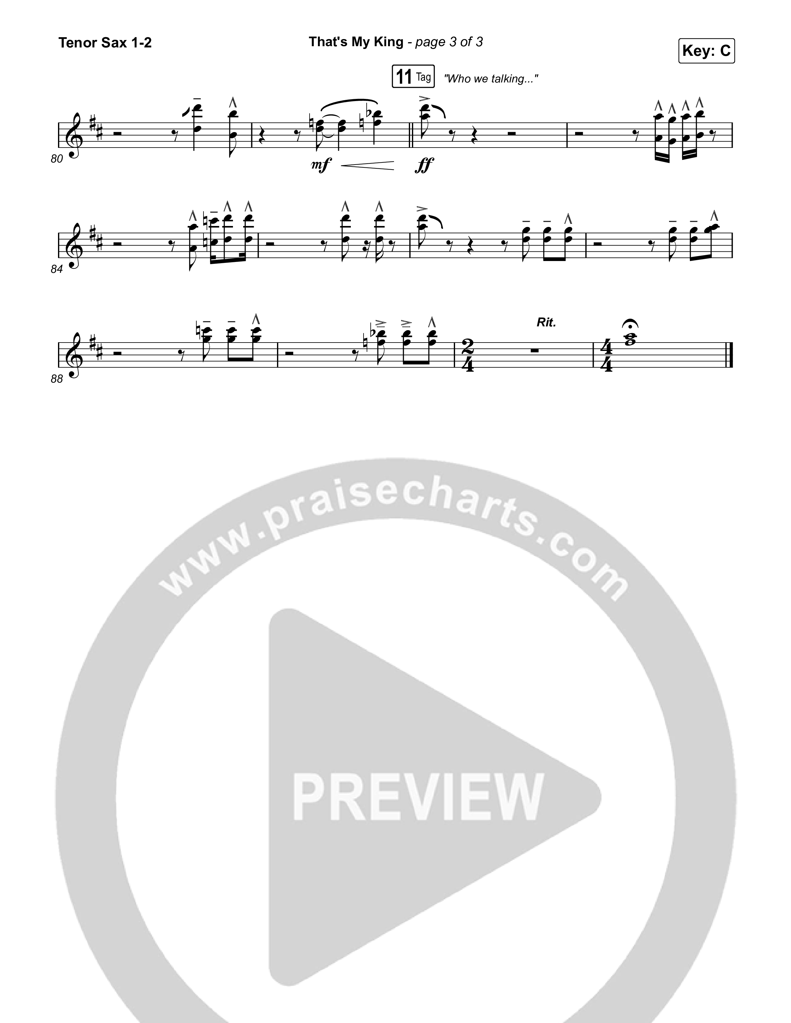 That's My King (Worship Choir/SAB) Tenor Sax 1/2 (CeCe Winans / Arr. Luke Gambill)