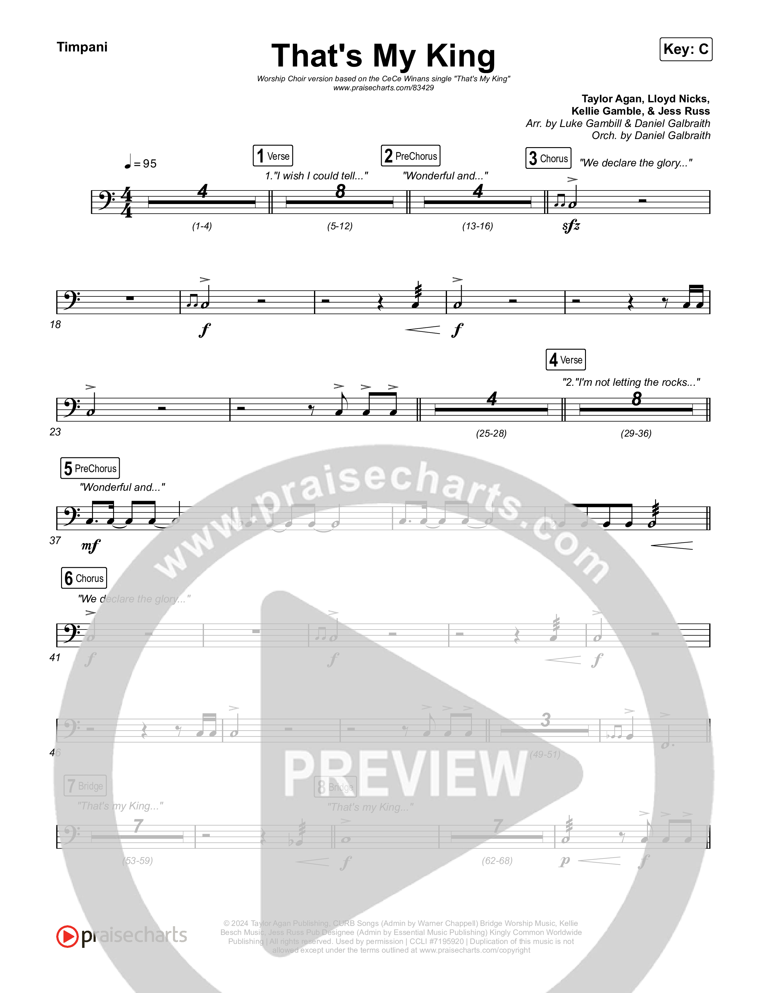 That's My King (Worship Choir/SAB) Timpani (CeCe Winans / Arr. Luke Gambill)