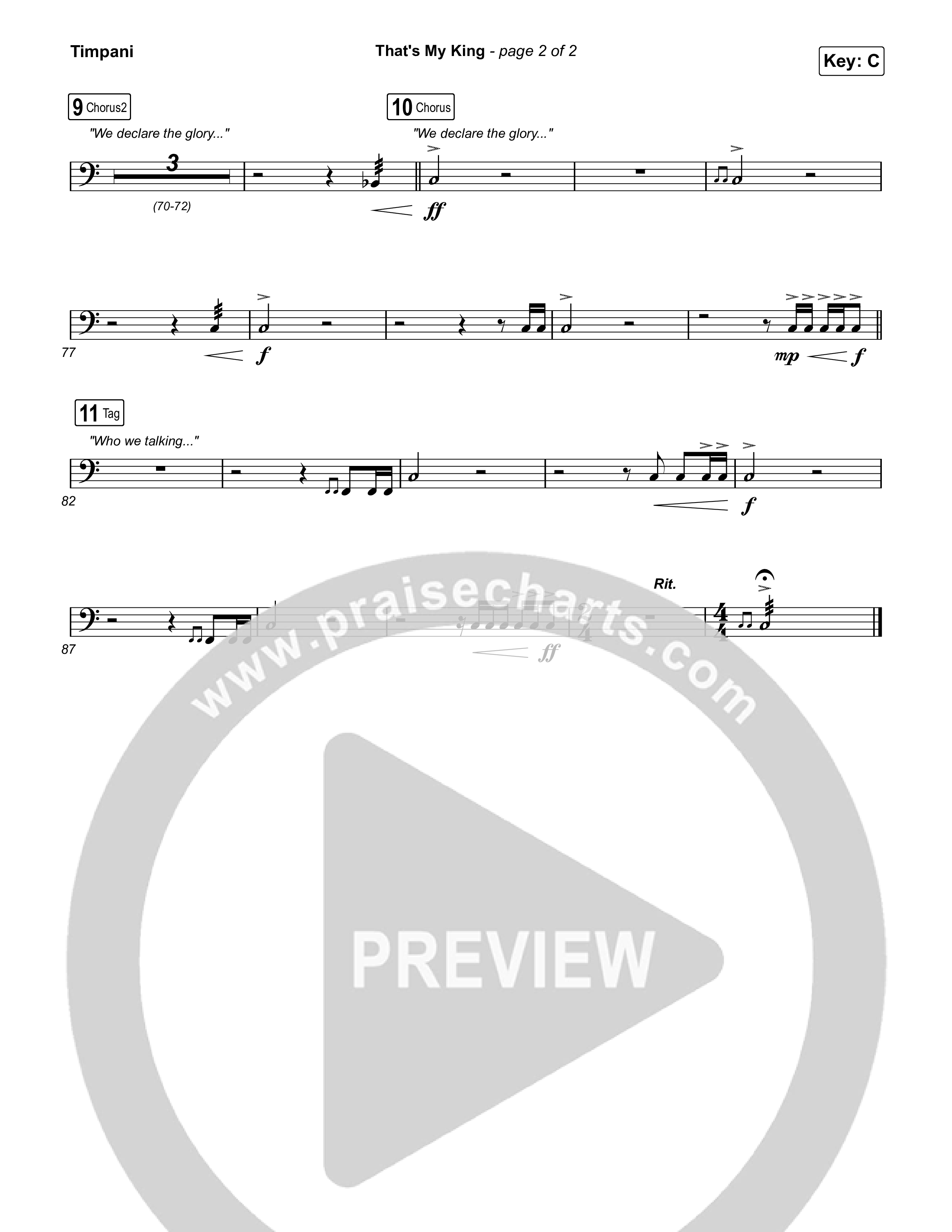 That's My King (Worship Choir/SAB) Timpani (CeCe Winans / Arr. Luke Gambill)