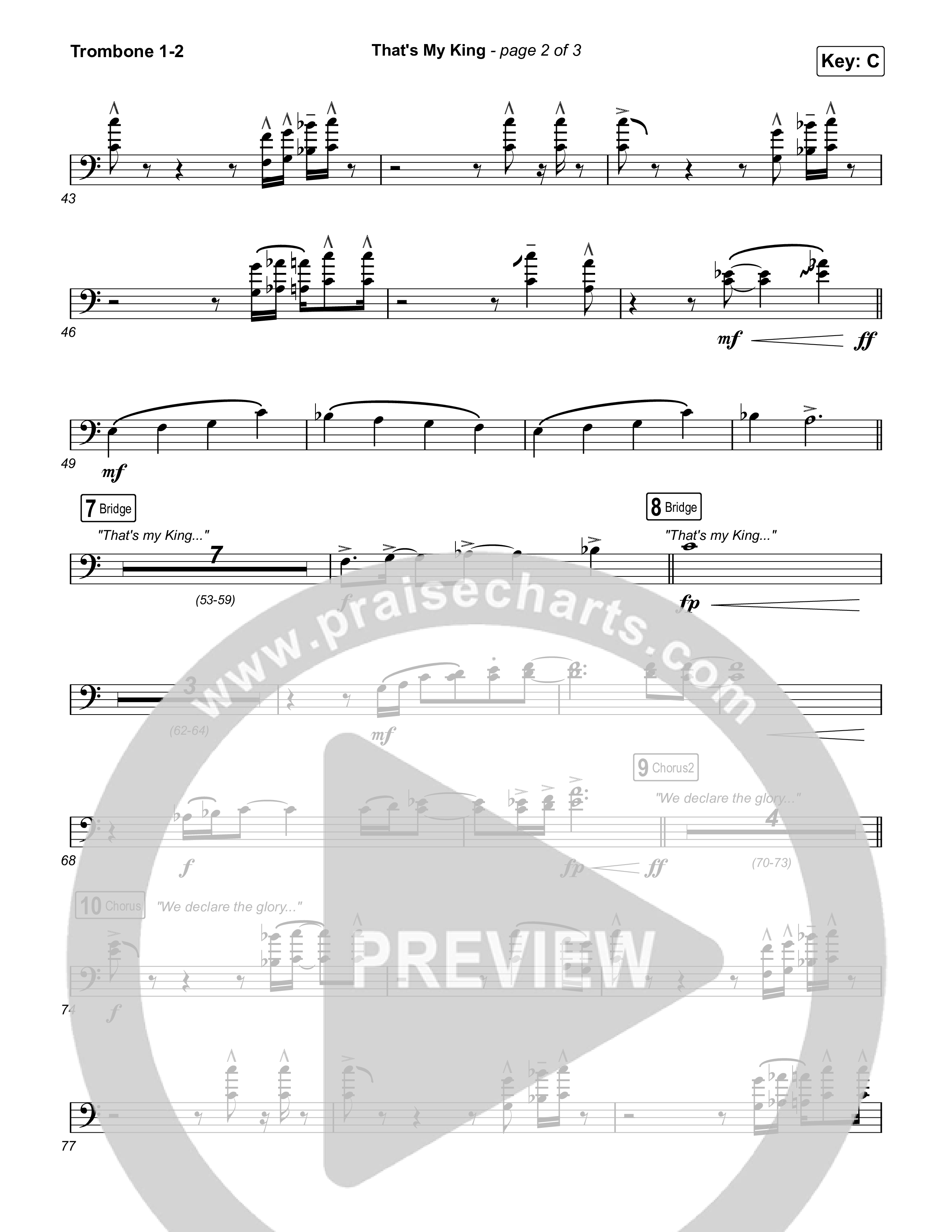 That's My King (Worship Choir/SAB) Trombone 1/2 (CeCe Winans / Arr. Luke Gambill)