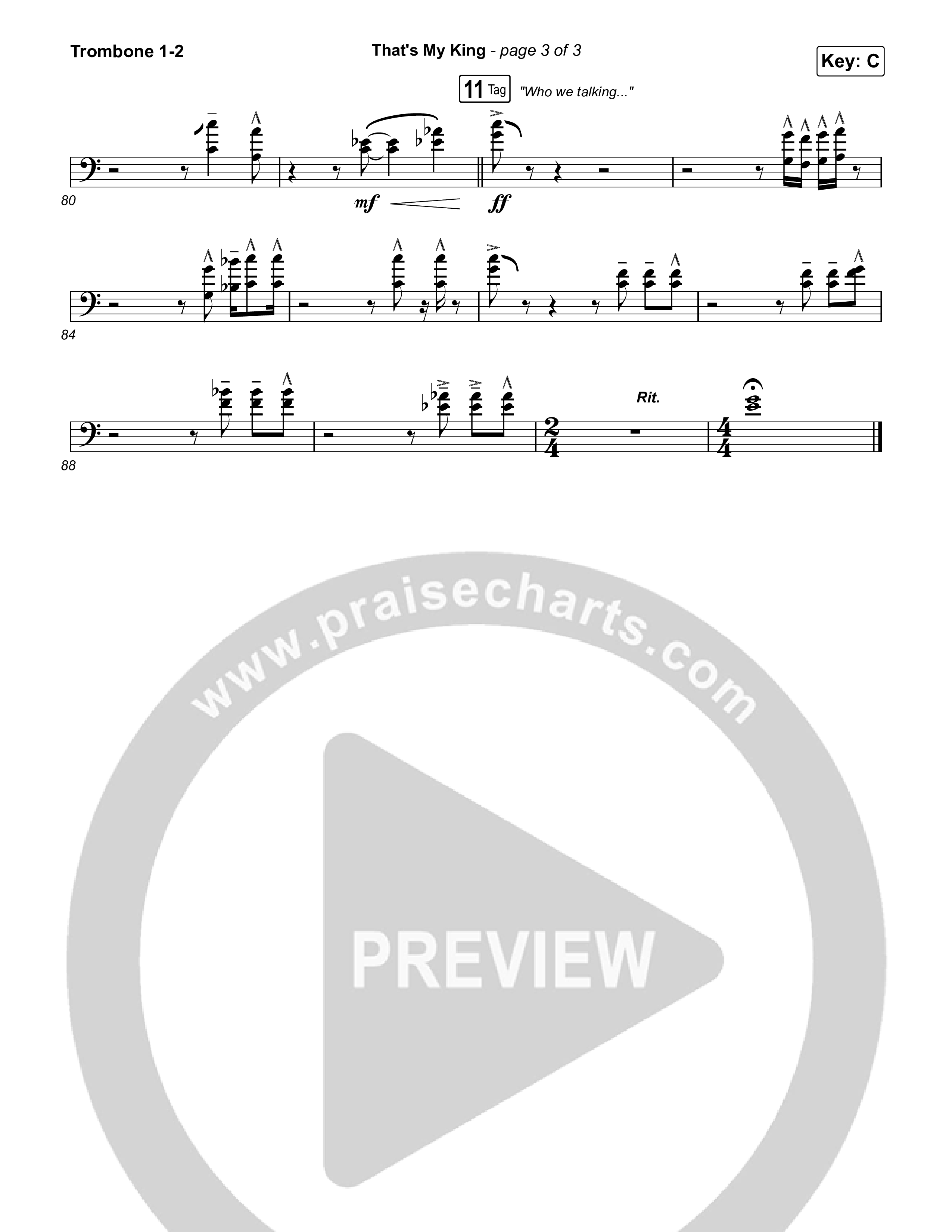 That's My King (Worship Choir/SAB) Trombone 1/2 (CeCe Winans / Arr. Luke Gambill)