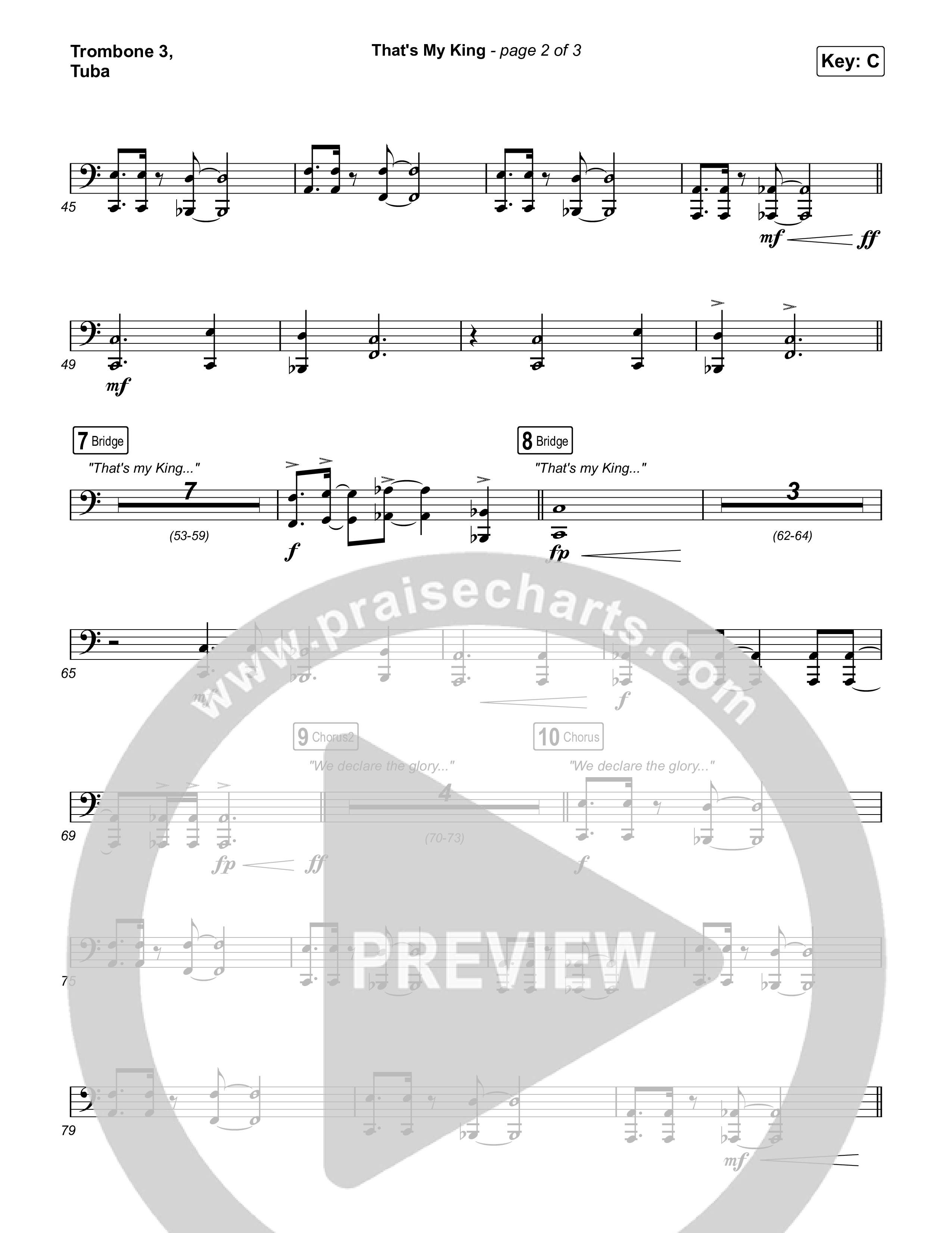 That's My King (Worship Choir/SAB) Trombone 3/Tuba (CeCe Winans / Arr. Luke Gambill)