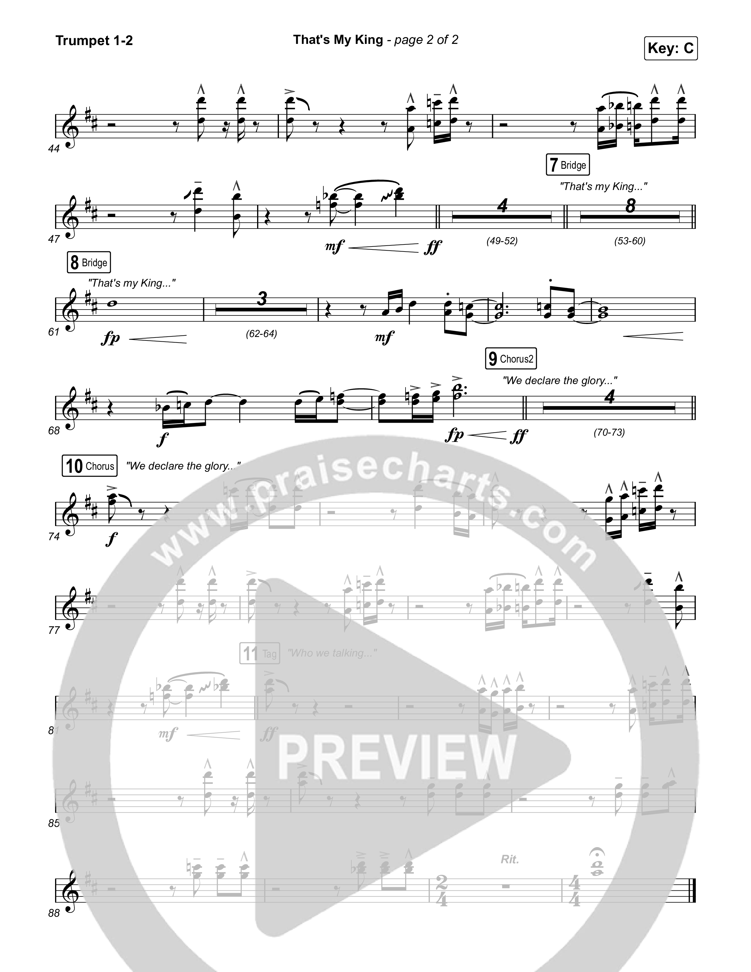 That's My King (Worship Choir/SAB) Trumpet 1,2 (CeCe Winans / Arr. Luke Gambill)