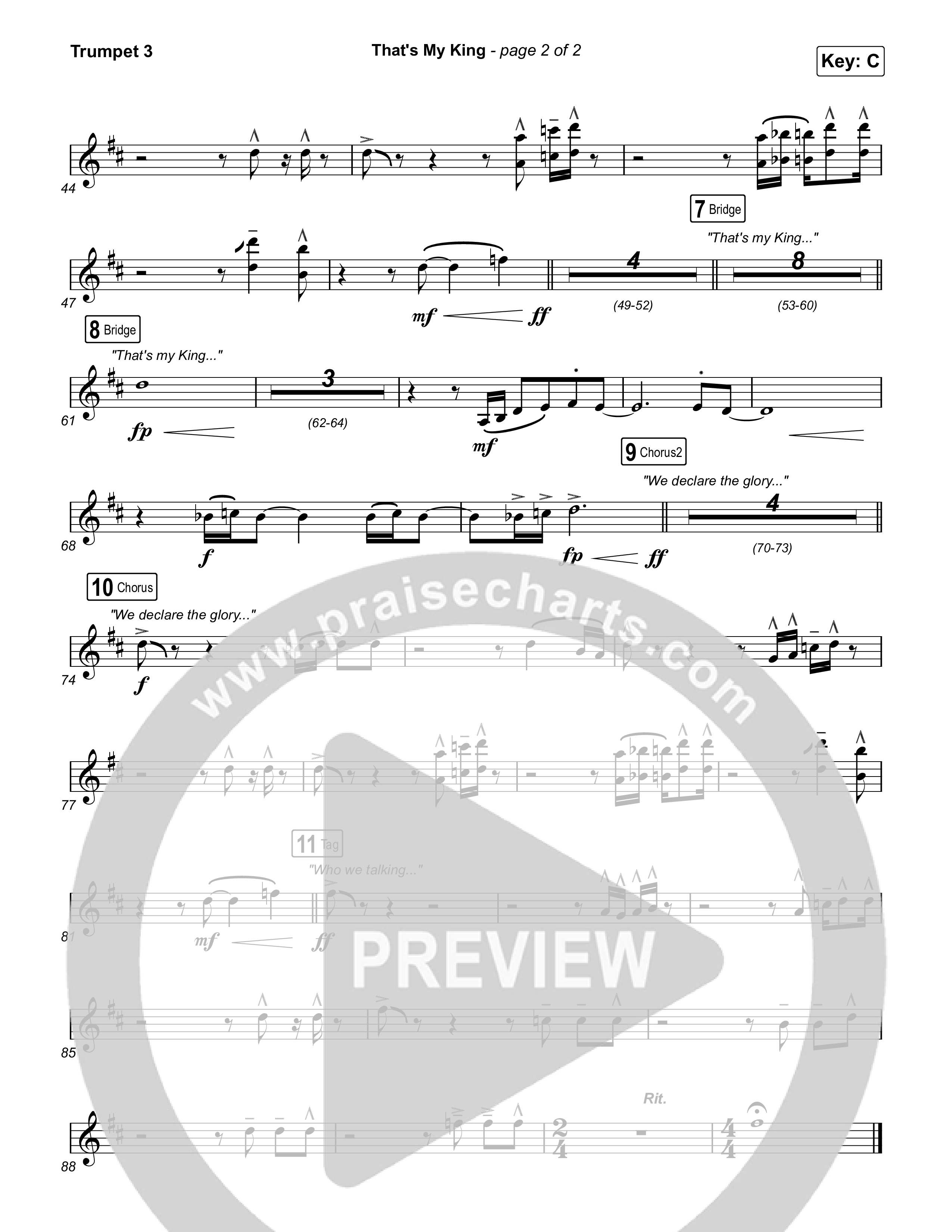 That's My King (Worship Choir/SAB) Trumpet 3 (CeCe Winans / Arr. Luke Gambill)