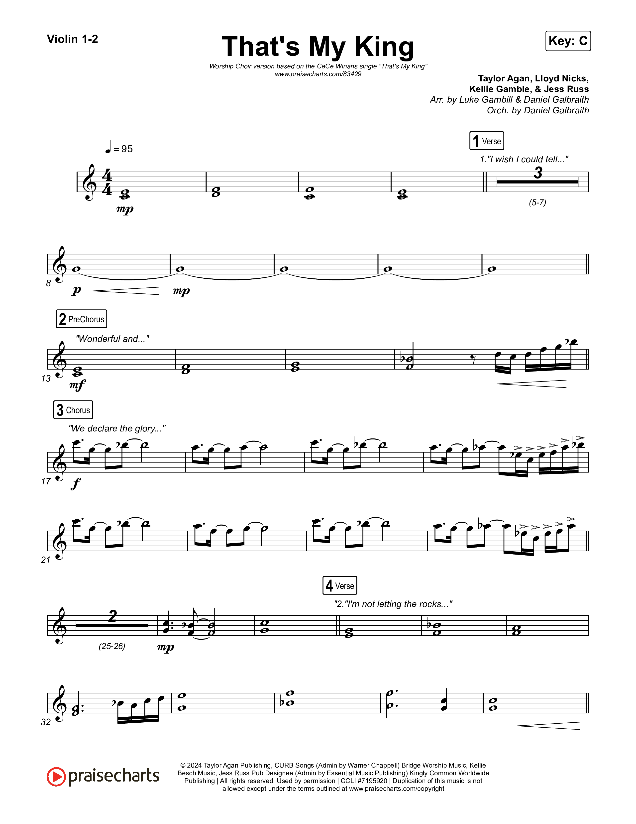 That's My King (Worship Choir/SAB) Violin 1/2 (CeCe Winans / Arr. Luke Gambill)