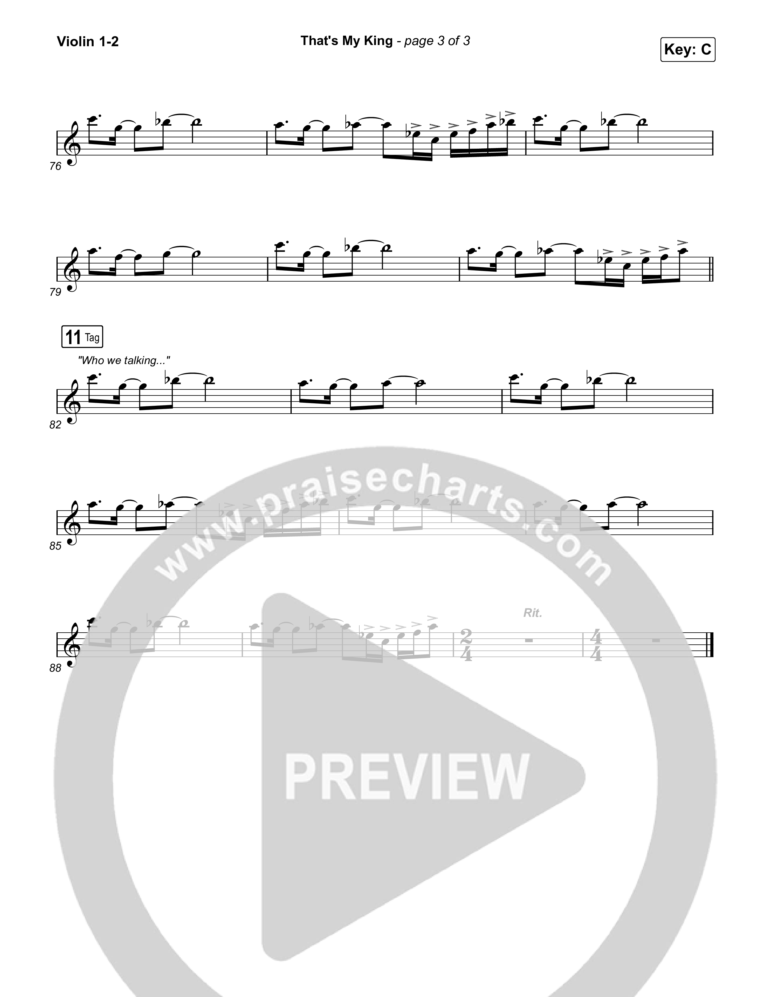 That's My King (Worship Choir/SAB) Violin 1/2 (CeCe Winans / Arr. Luke Gambill)