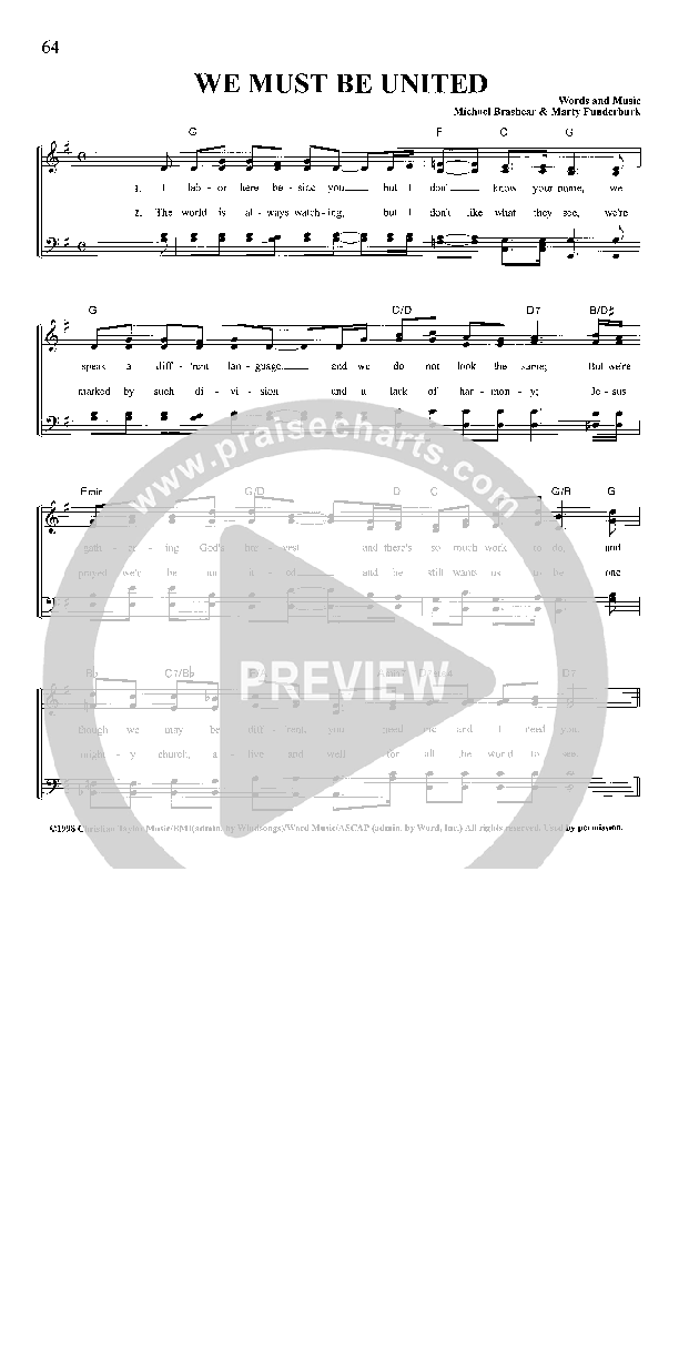 We Must Be United Lead Sheet ()